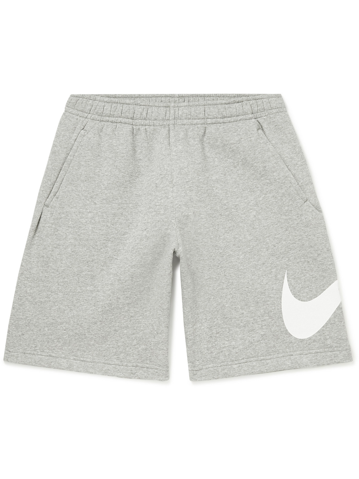 Shop Nike Sportswear Club Wide-leg Logo-print Cotton-blend Jersey Shorts In Gray
