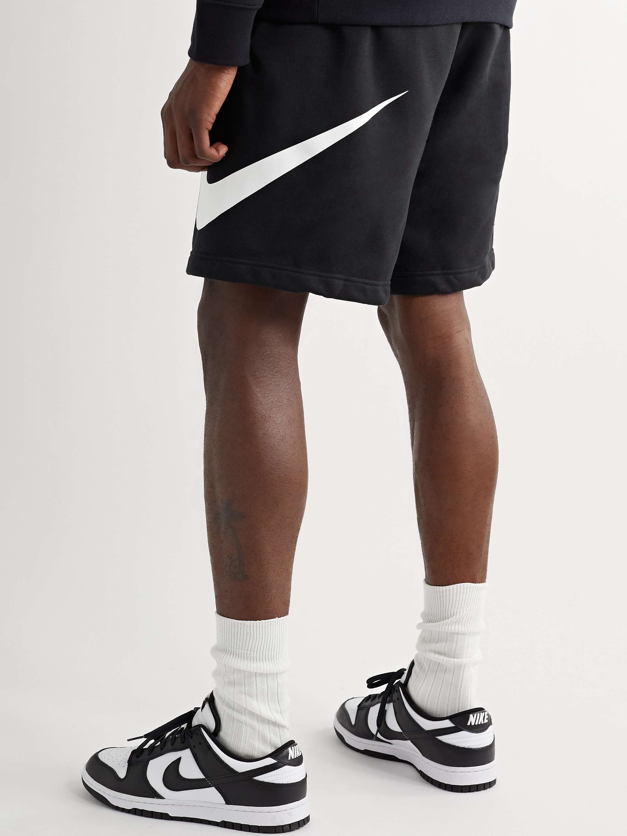 NIKE Sportswear Club Straight-Leg Logo-Print Cotton-Blend Jersey Shorts