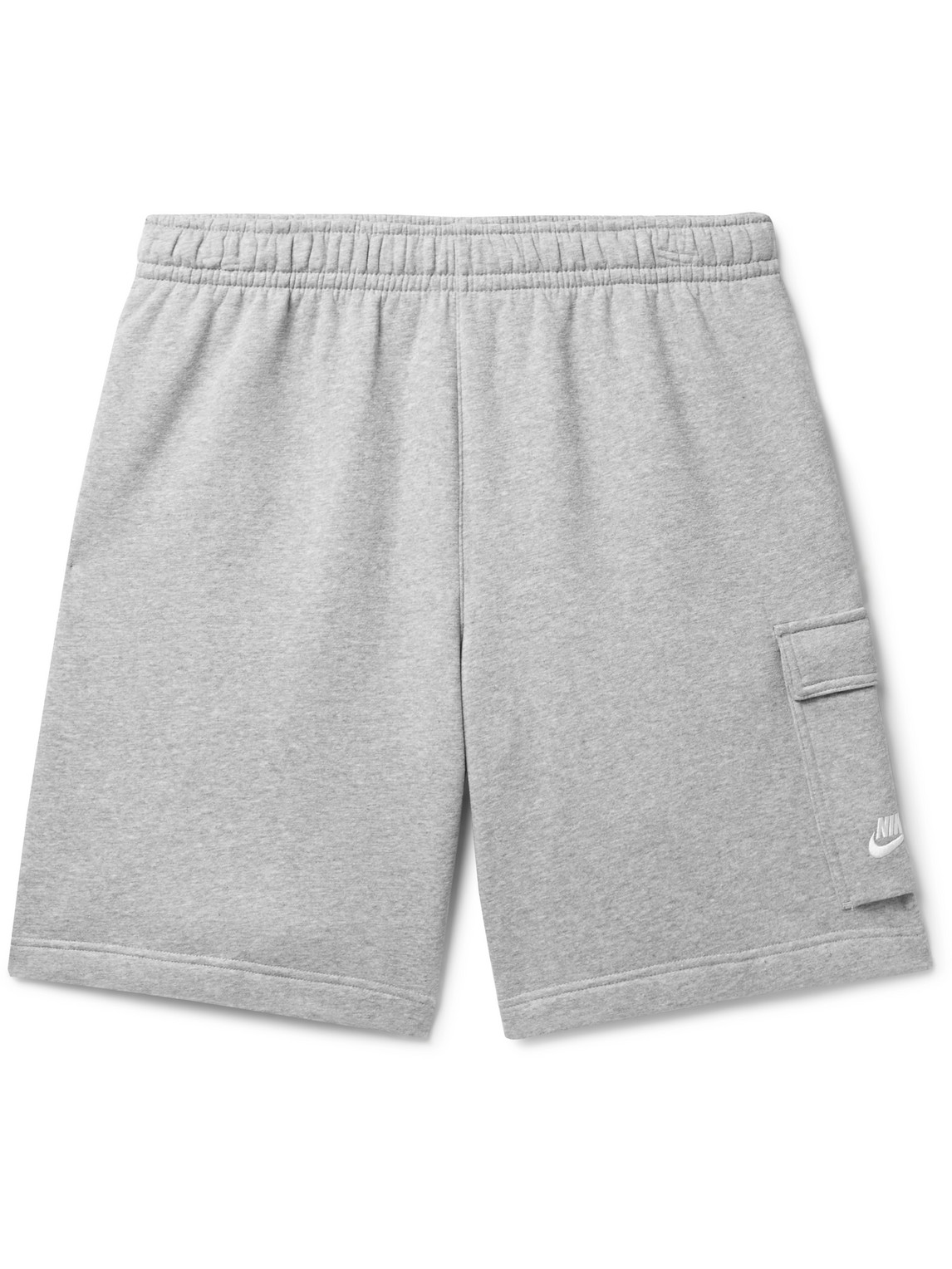 Shop Nike Sportswear Club Wide-leg Cotton-blend Jersey Cargo Shorts In Gray