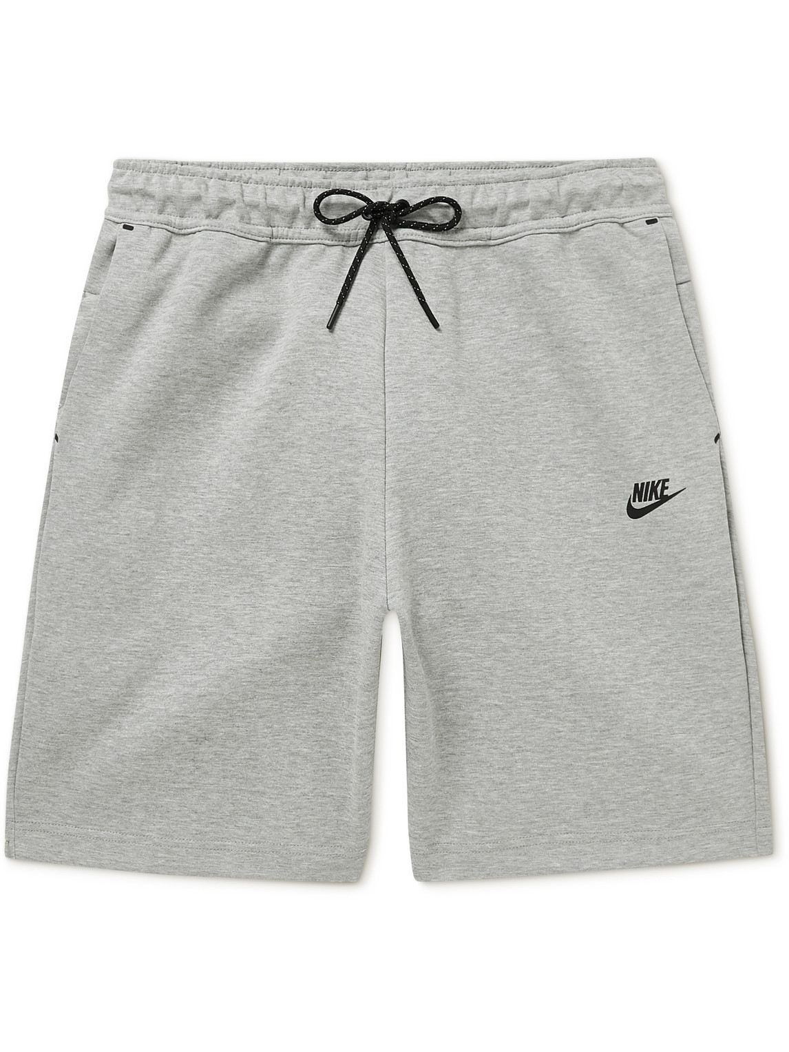Shop Nike Straight-leg Cotton-blend Tech-fleece Drawstring Shorts In Gray