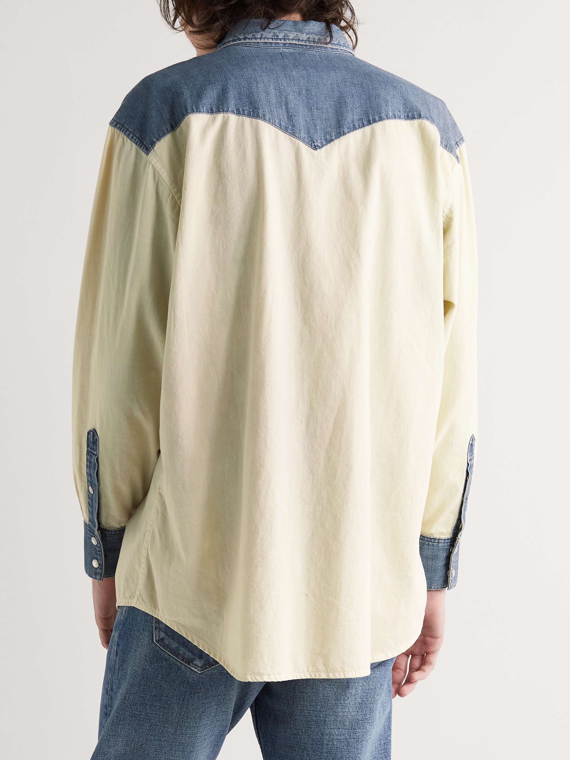 CELINE HOMME Two-Tone Denim Western Shirt