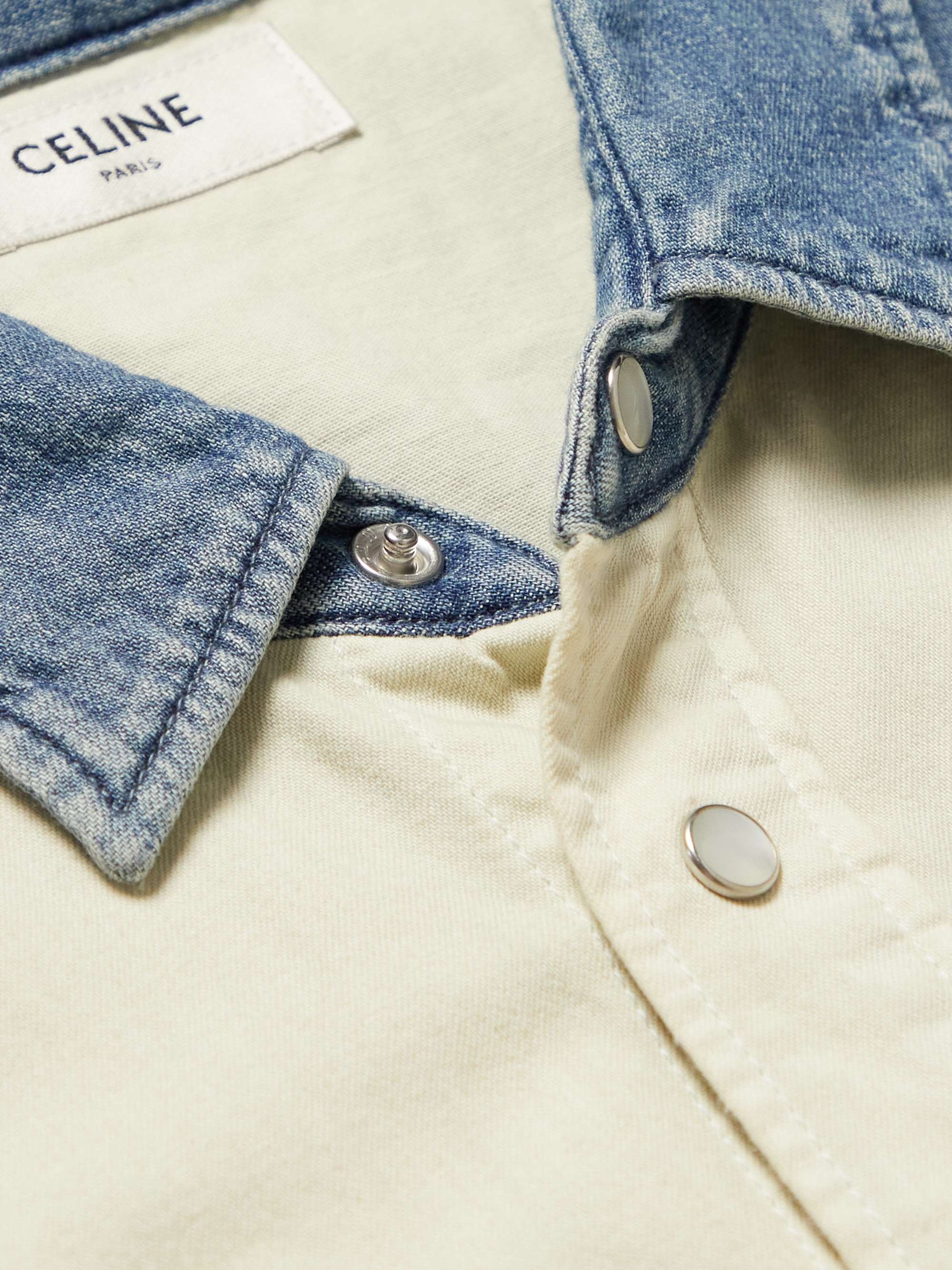 CELINE HOMME Two-Tone Denim Western Shirt