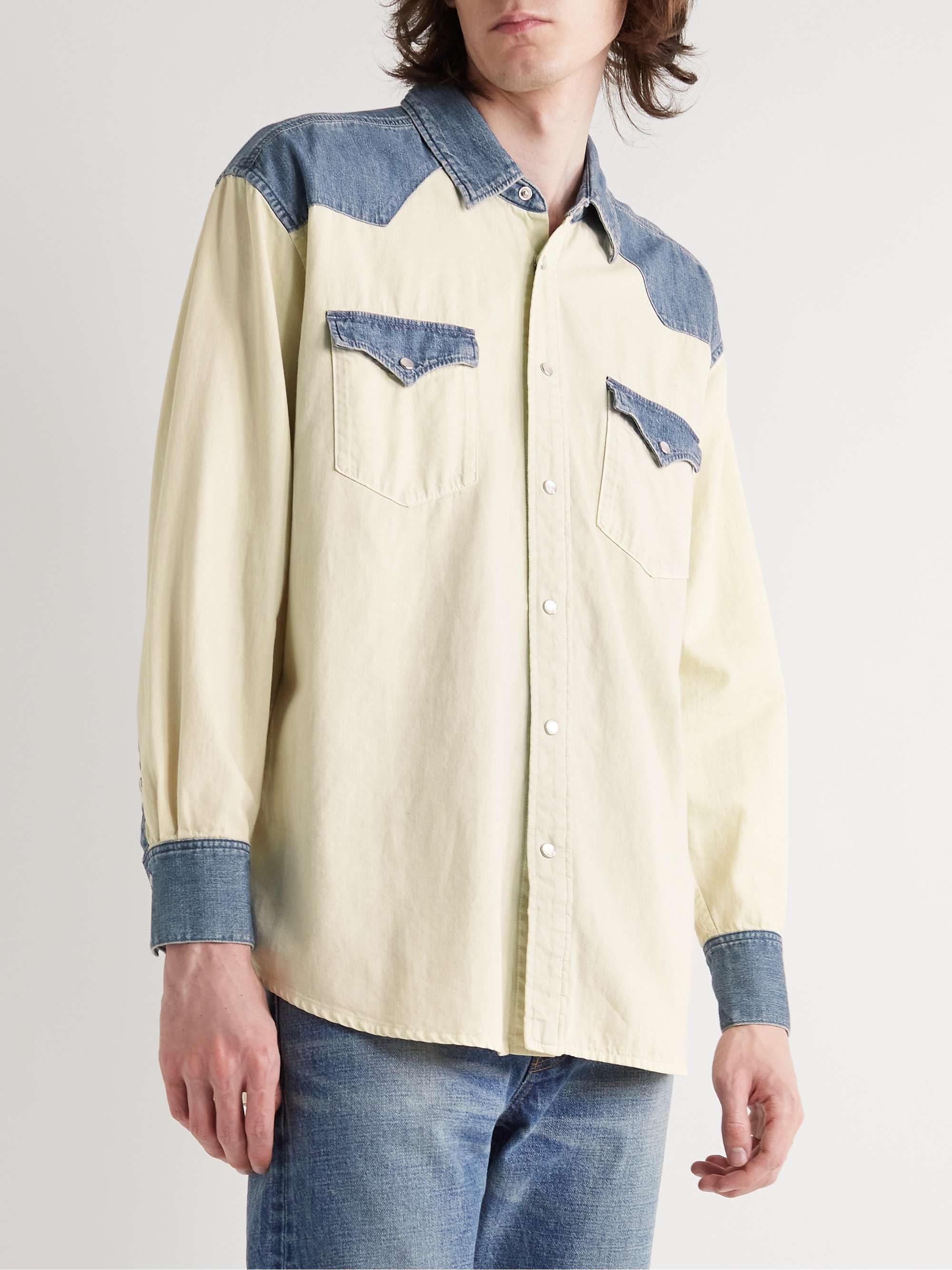 CELINE HOMME Two-Tone Denim Western Shirt