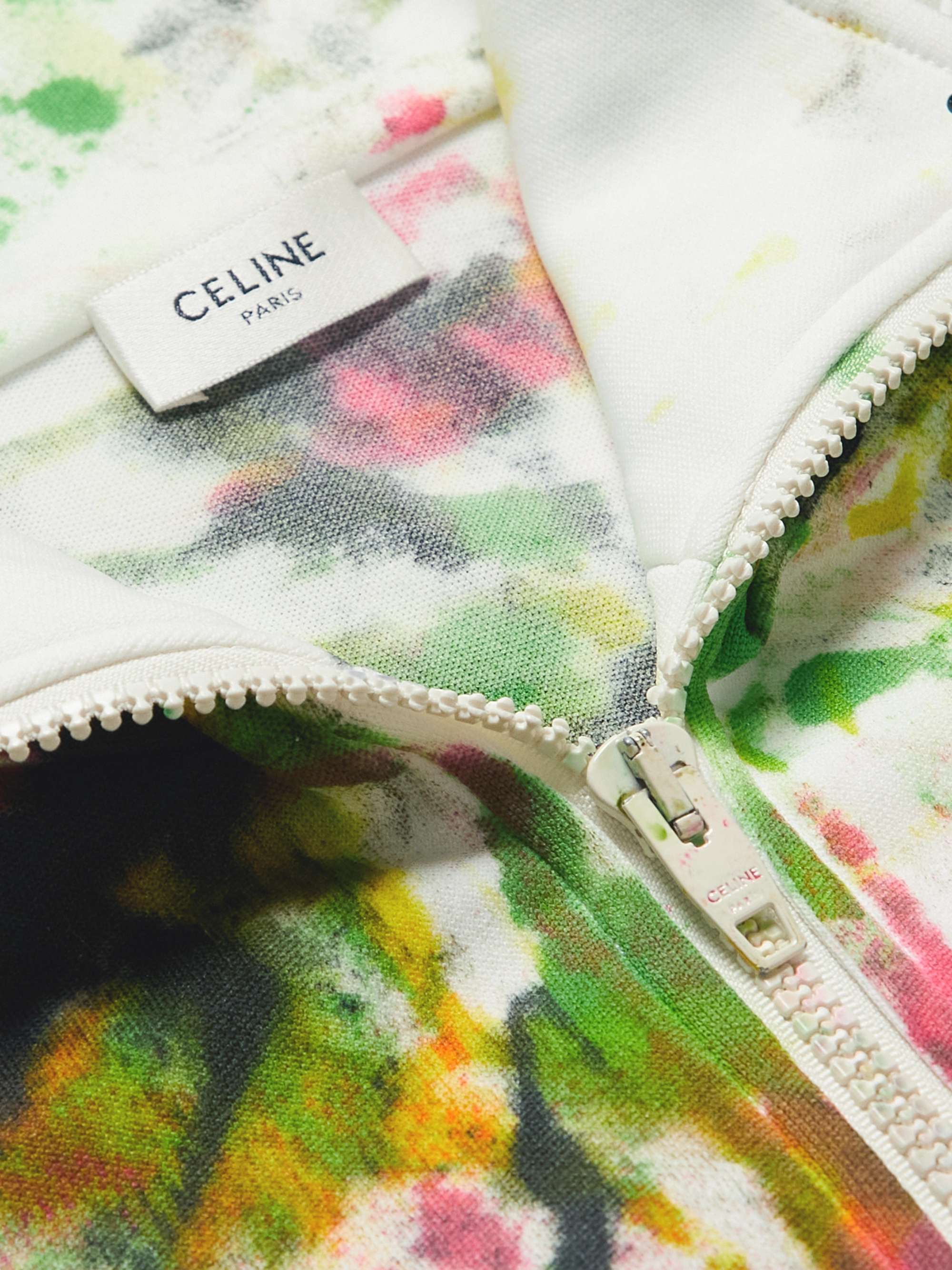 CELINE HOMME Logo-Print Tie-Dyed Cotton-Jersey Track Jacket