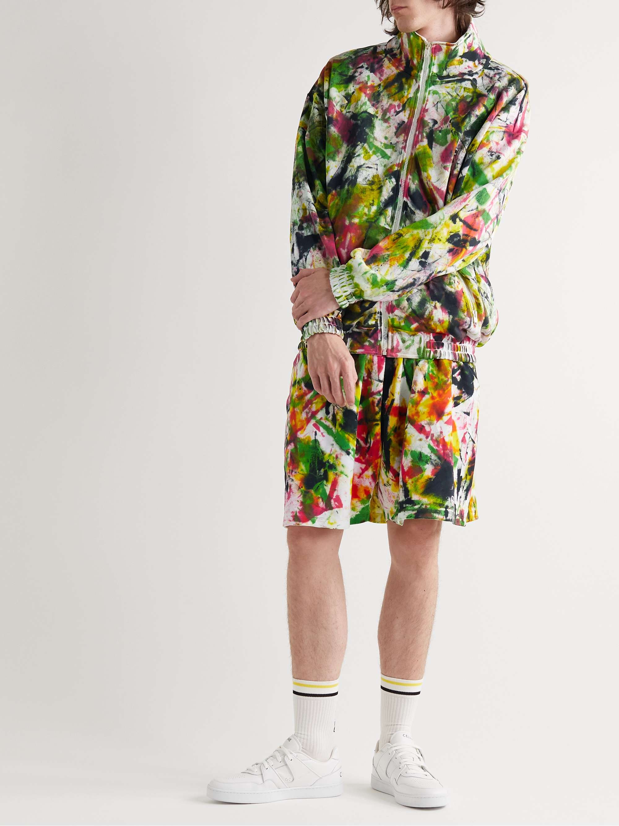 CELINE HOMME Logo-Print Tie-Dyed Cotton-Jersey Track Jacket