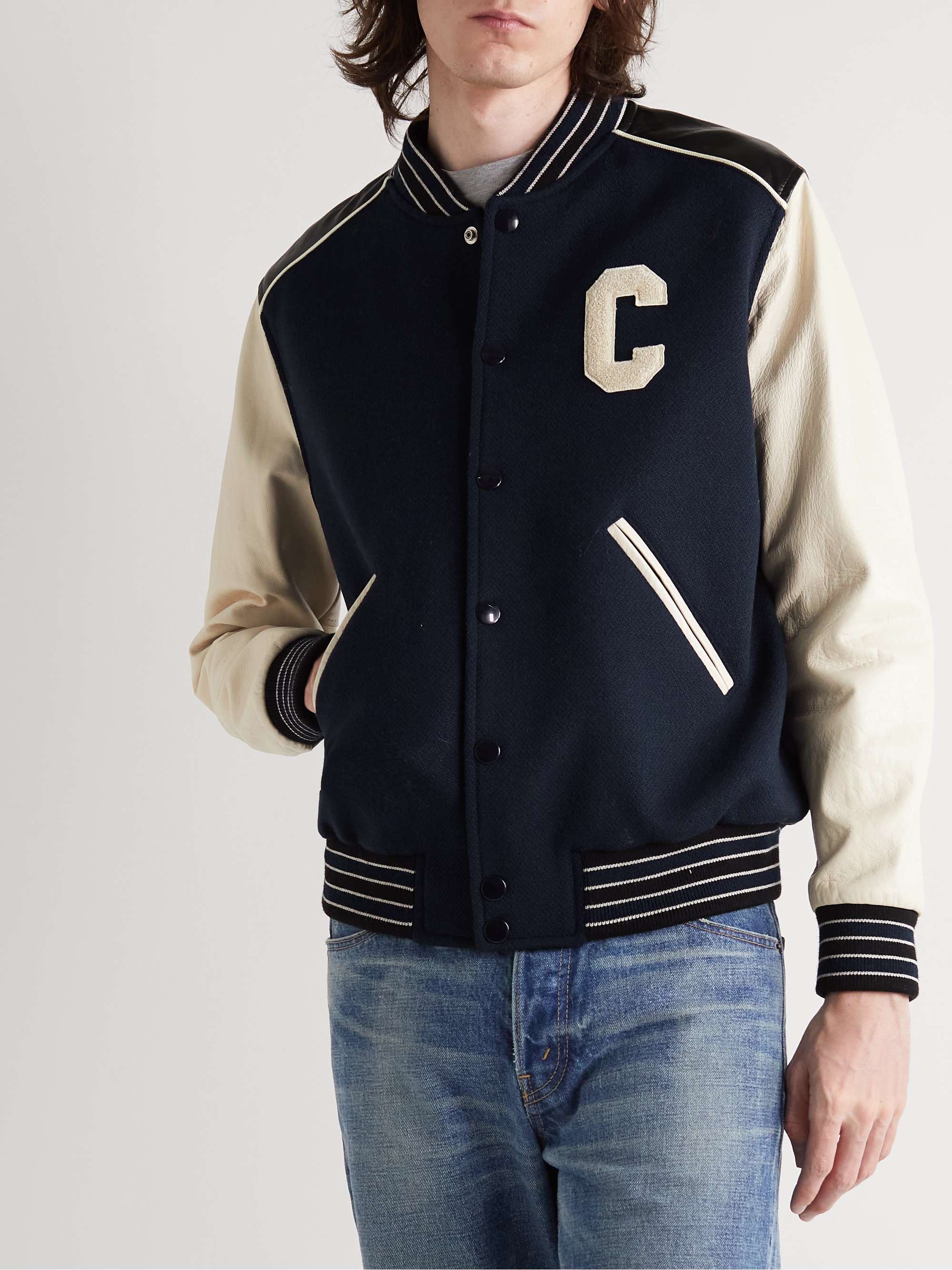 CELINE HOMME Teddy Logo-Print Satin Bomber Jacket