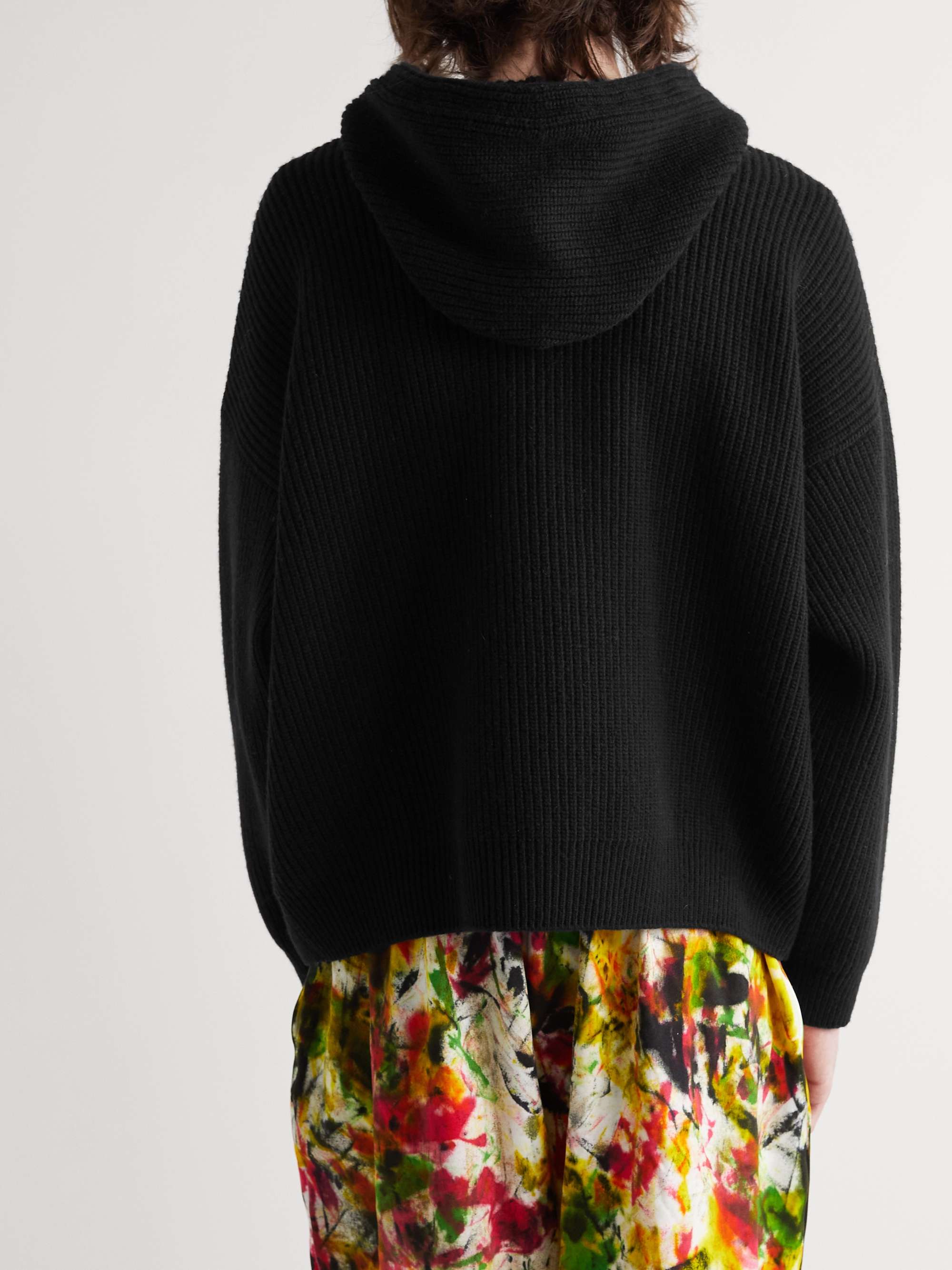 CELINE HOMME Sequin-Embellished Ribbed Wool Hoodie