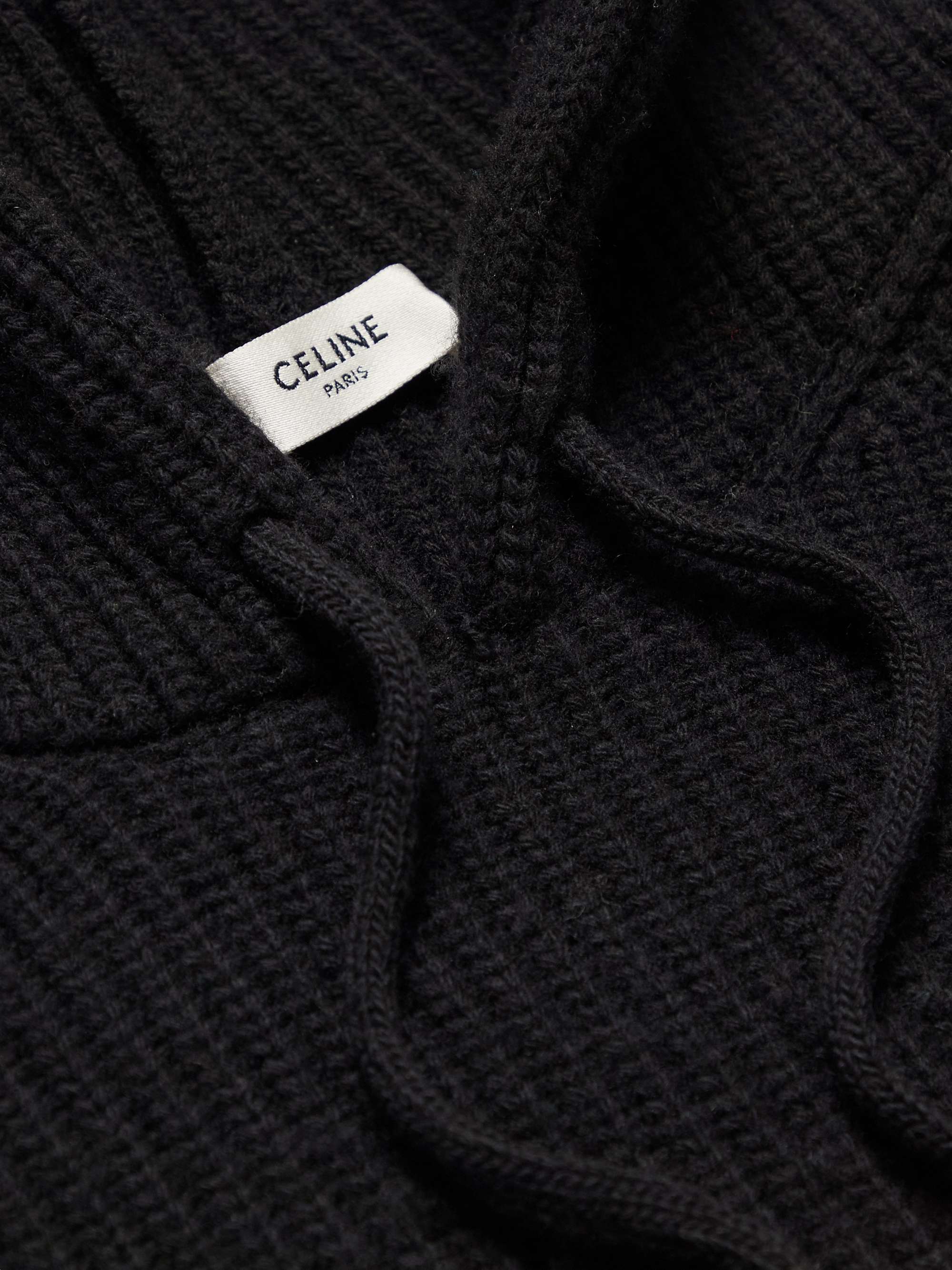 CELINE HOMME Sequin-Embellished Ribbed Wool Hoodie