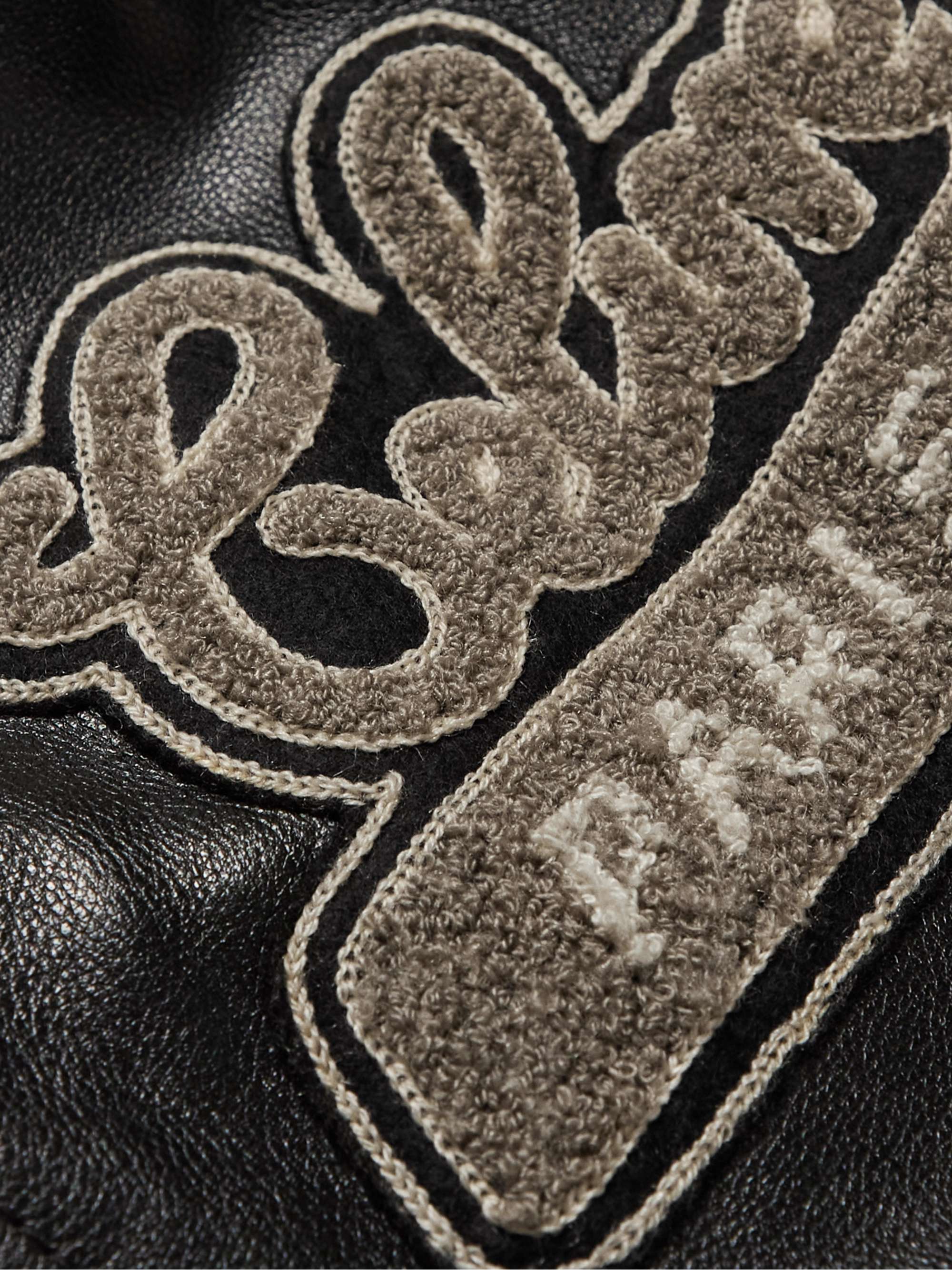 CELINE HOMME Teddy Oversized Logo-Appliquéd Leather Bomber Jacket