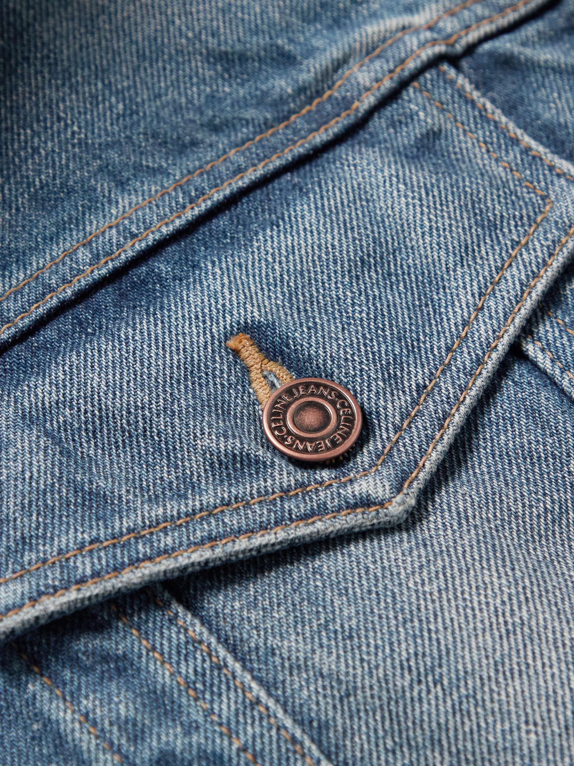 CELINE HOMME Layered Logo-Print Cotton-Jersey and Denim Hooded Jacket