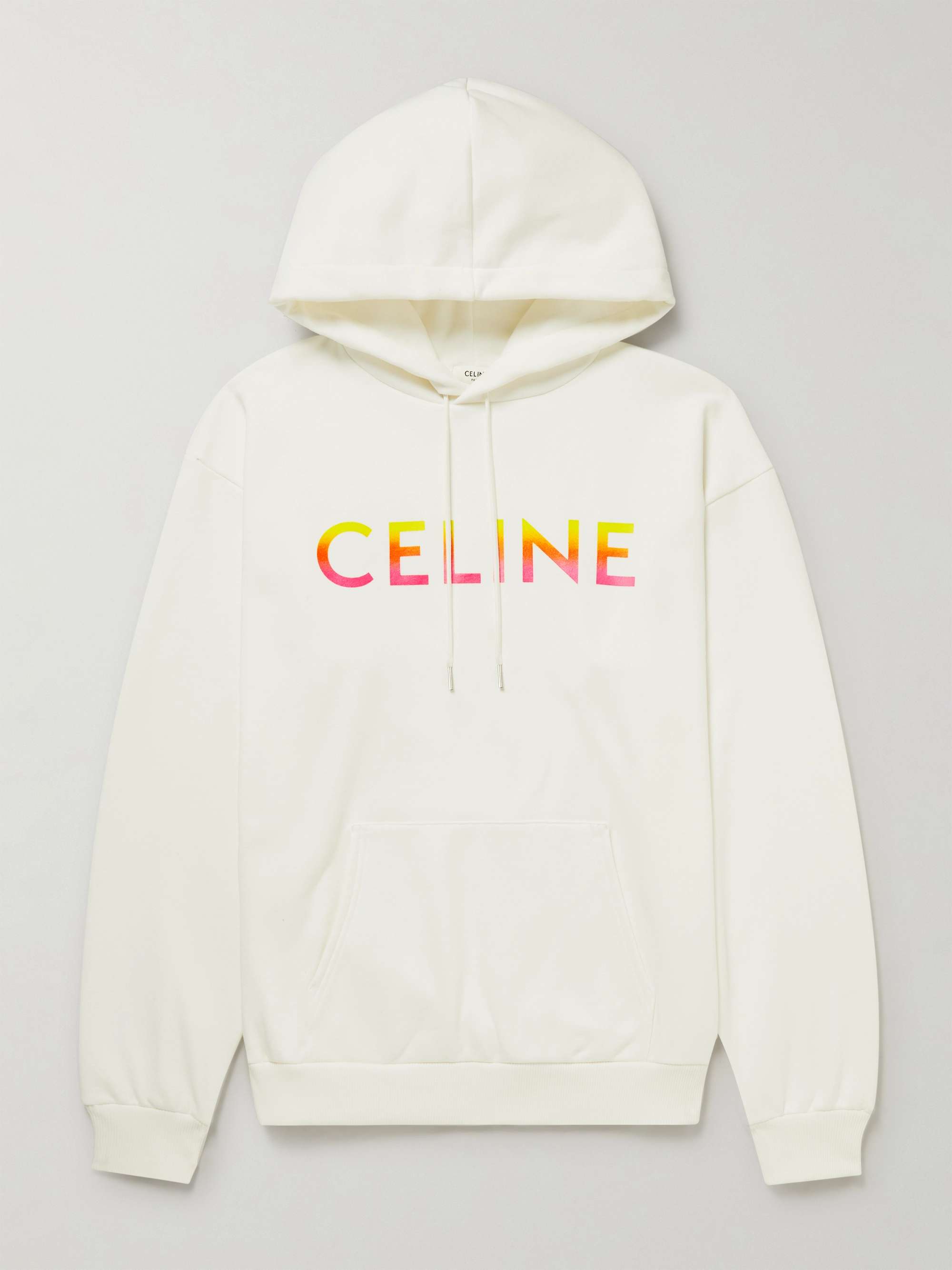 CELINE HOMME Oversized Logo-Print Cotton-Blend Jersey Hoodie