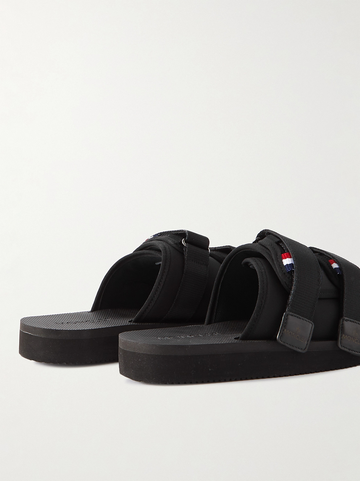 Shop Moncler Nylon And Rubber Slides In Black