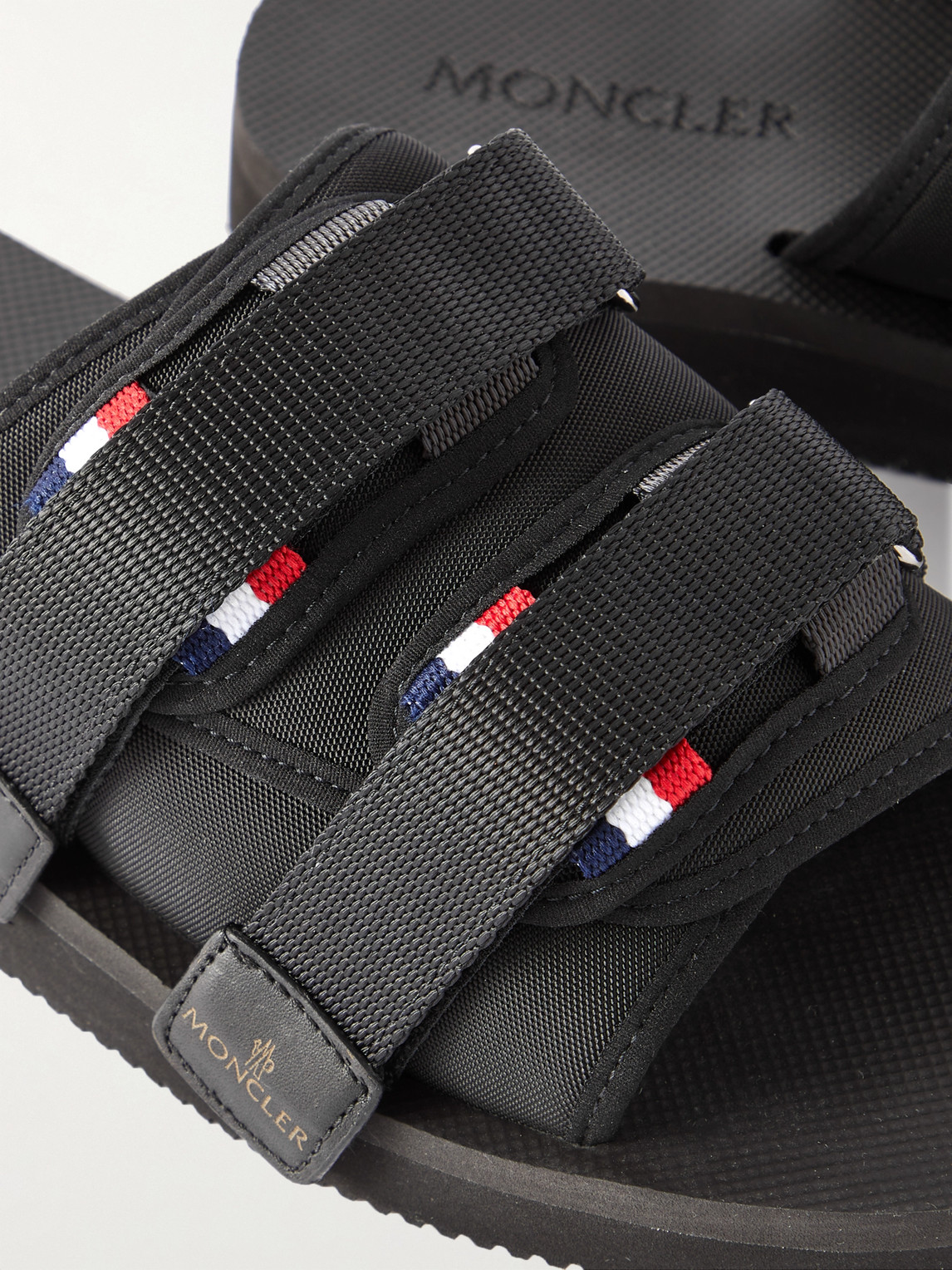 Shop Moncler Nylon And Rubber Slides In Black