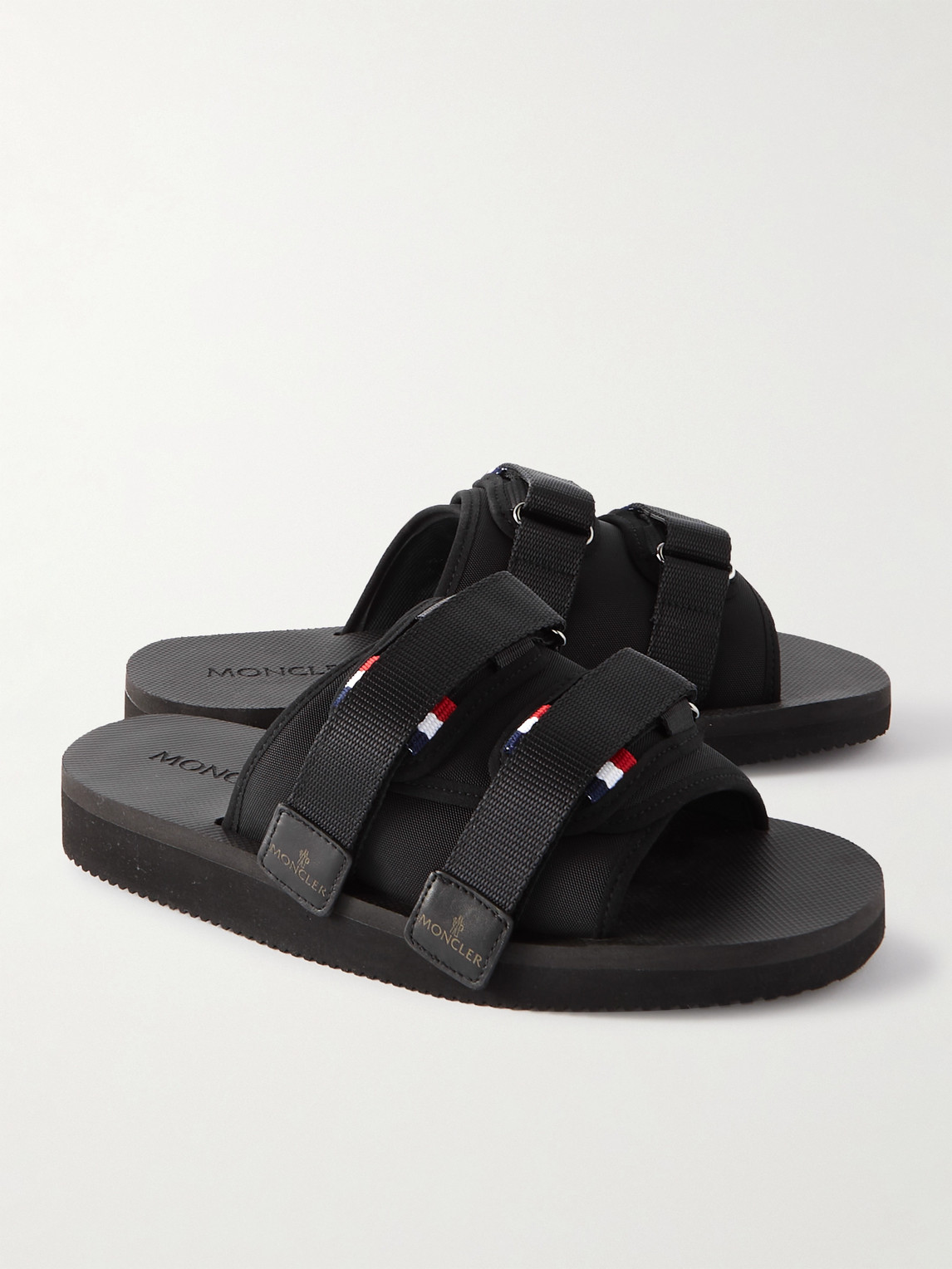 Shop Moncler Nylon And Rubber Slides In Black