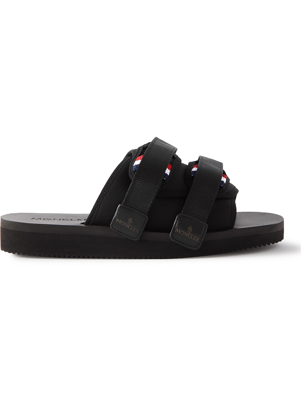 Shop Moncler Nylon And Rubber Slides In Black