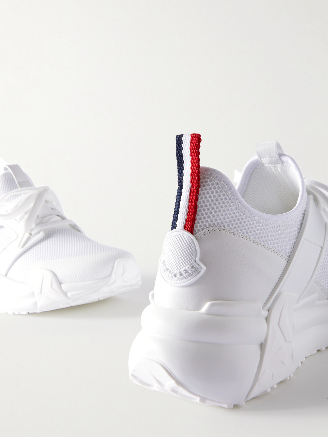 Shop Moncler Lunarove Rubber And Leather-trimmed Neoprene Sneakers In White