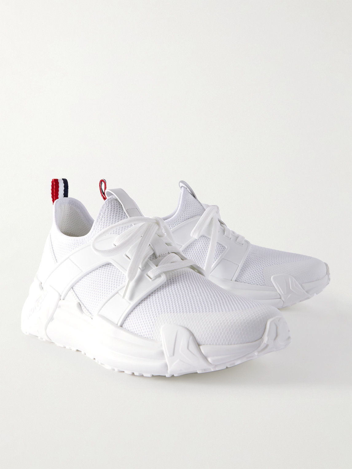 Shop Moncler Lunarove Rubber And Leather-trimmed Neoprene Sneakers In White