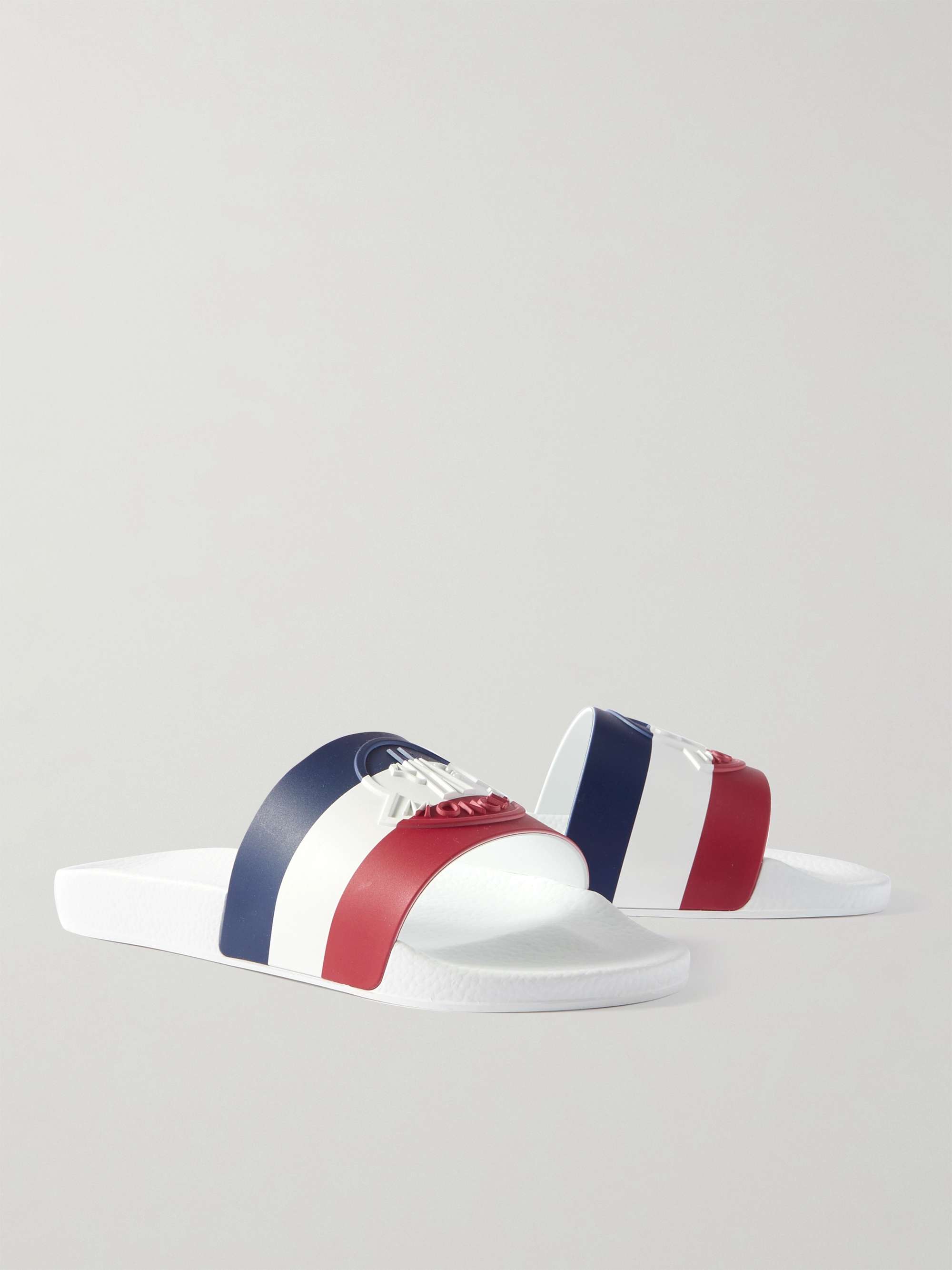 MONCLER Basile Logo-Embossed Striped Rubber Slides