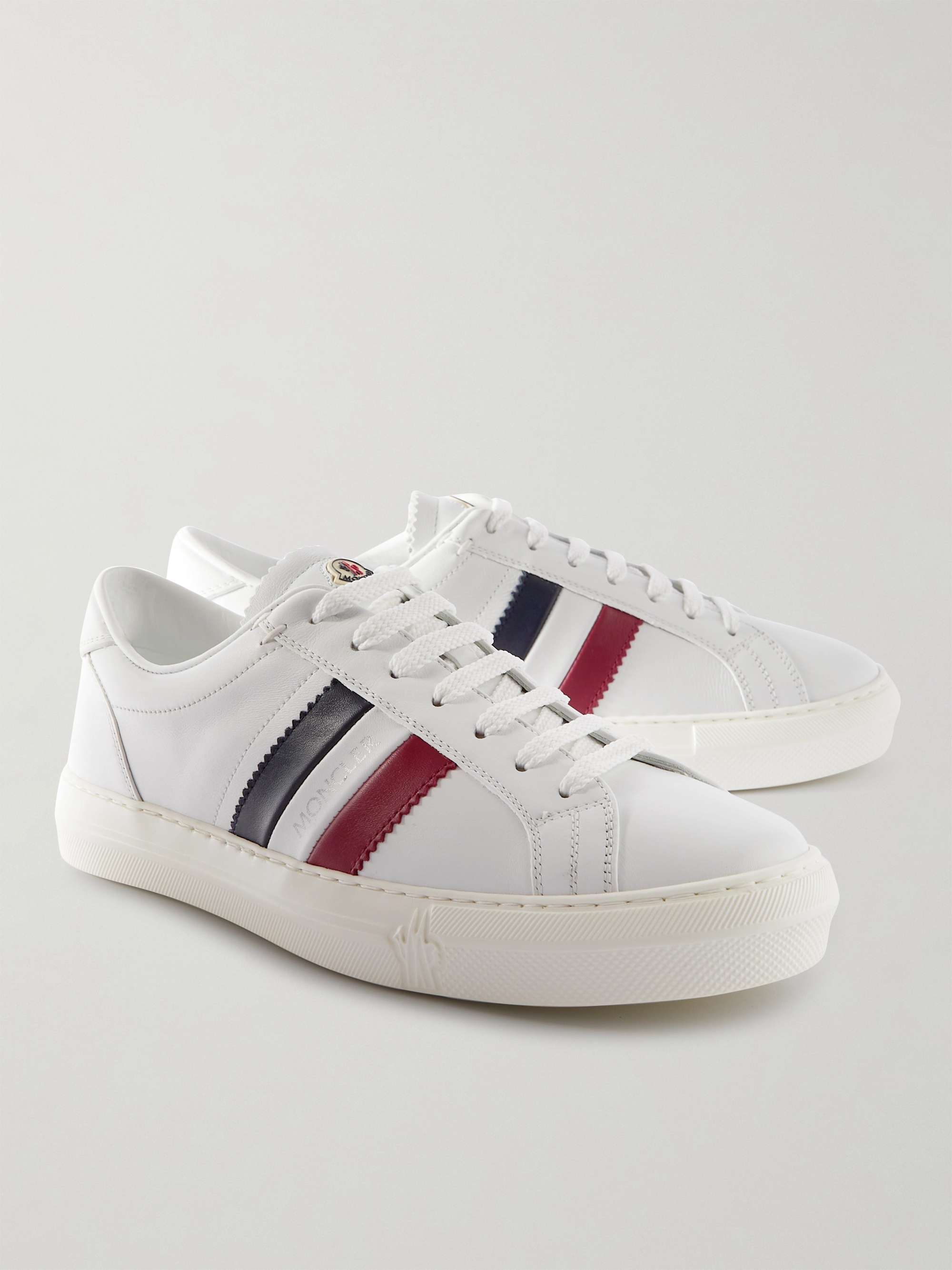 MONCLER New Monaco Striped Leather Sneakers