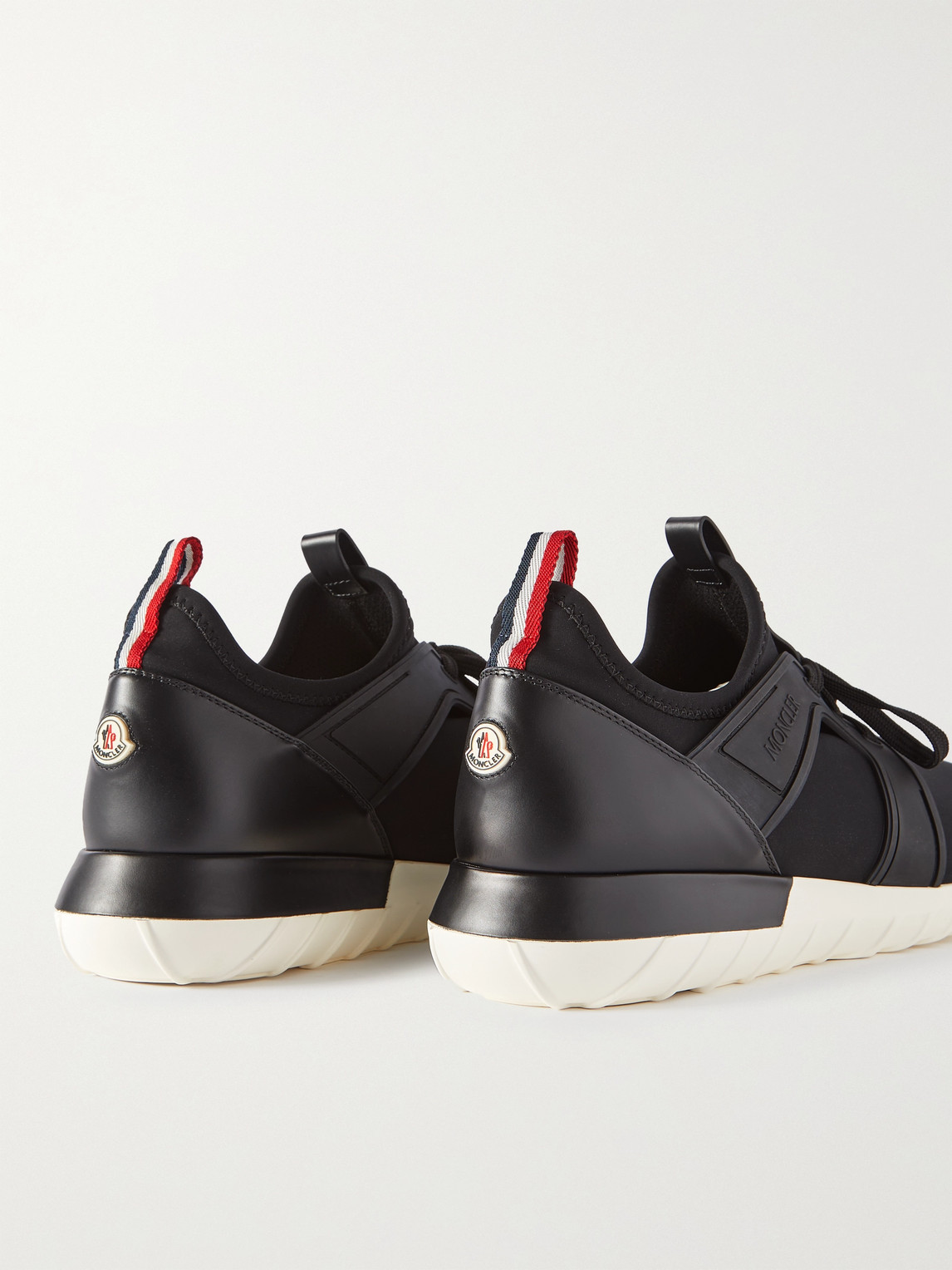 Shop Moncler Emilien Rubber And Leather-trimmed Neoprene Sneakers In Black