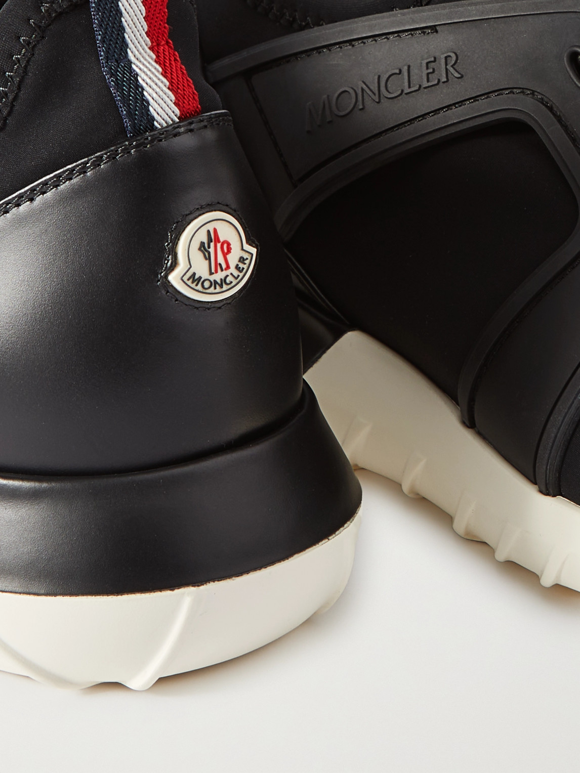 Shop Moncler Emilien Rubber And Leather-trimmed Neoprene Sneakers In Black