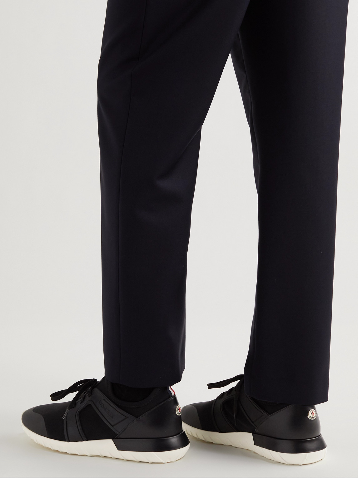 Moncler Emilien Rubber And Leather-trimmed Neoprene Sneakers In Black