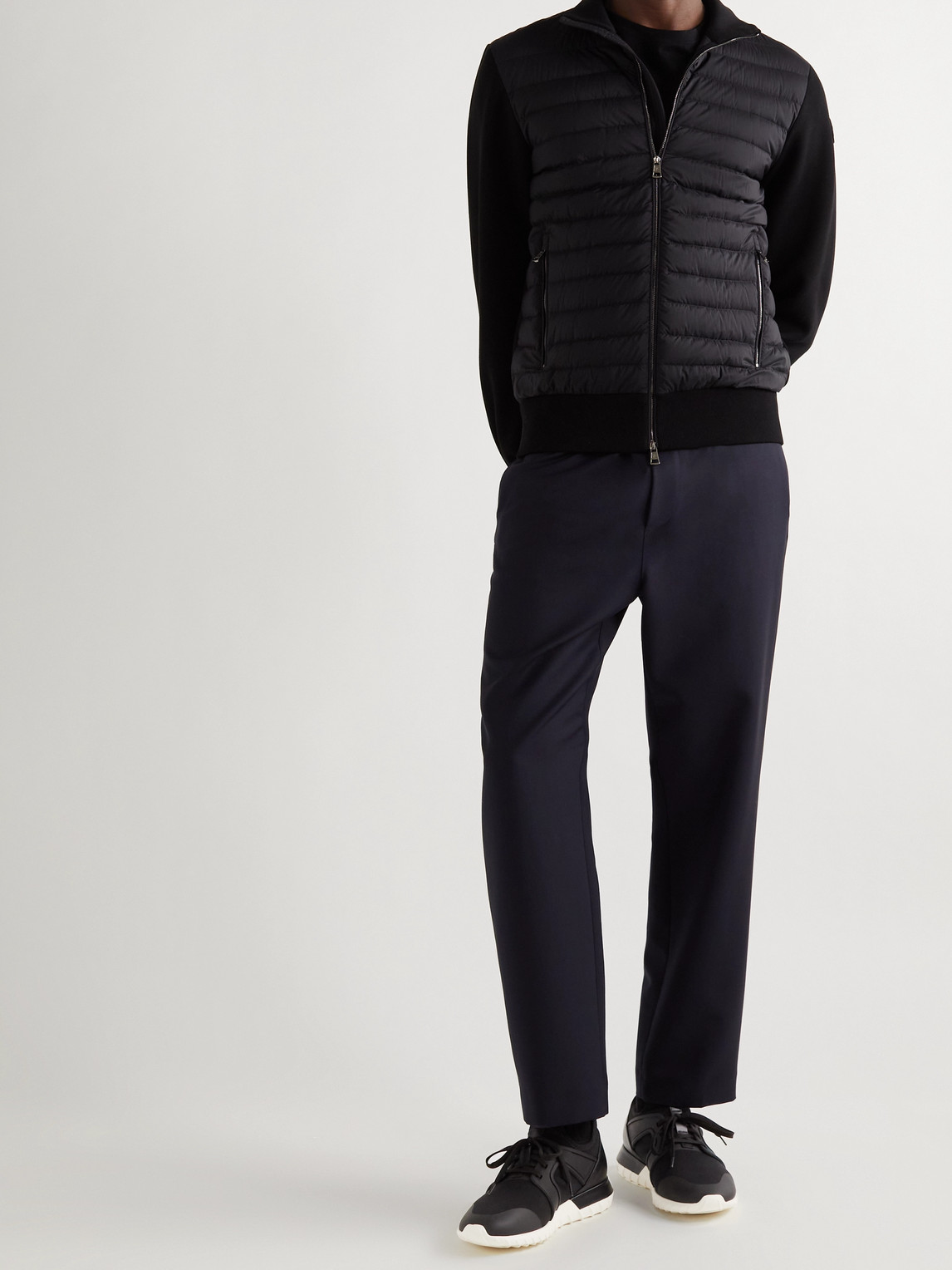 Moncler Emilien Rubber And Leather-trimmed Neoprene Sneakers In Black