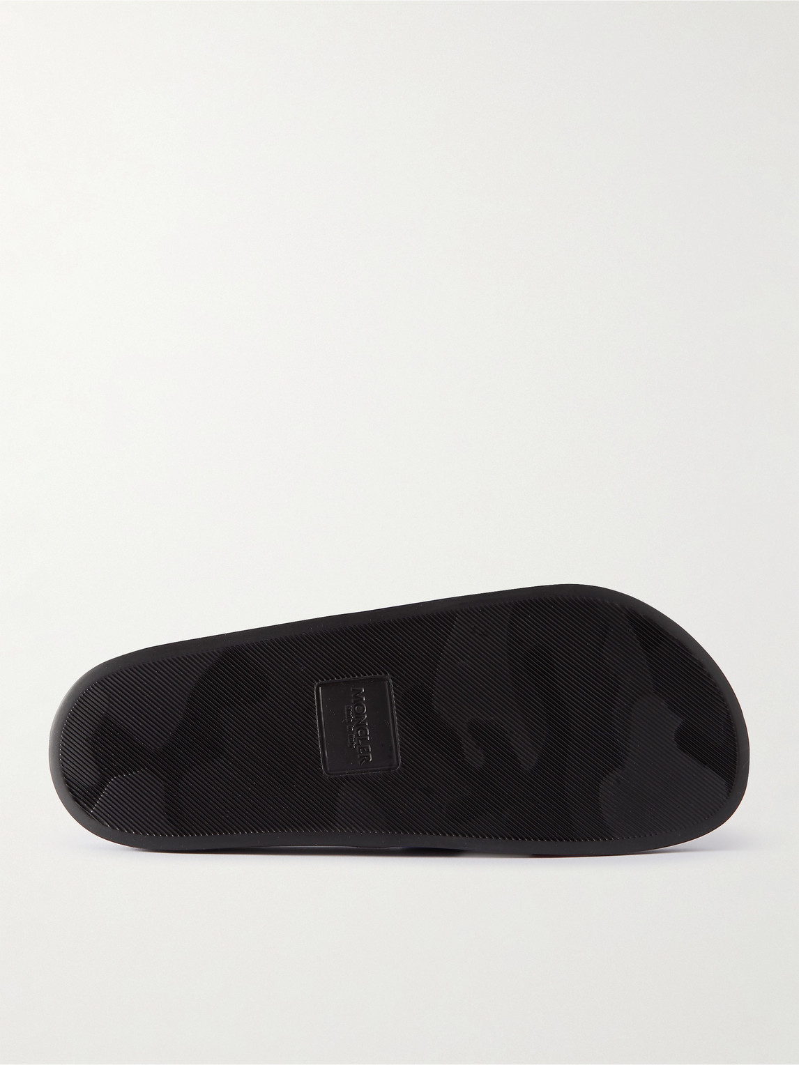 Shop Moncler Basile Logo-embossed Striped Rubber Slides In Black