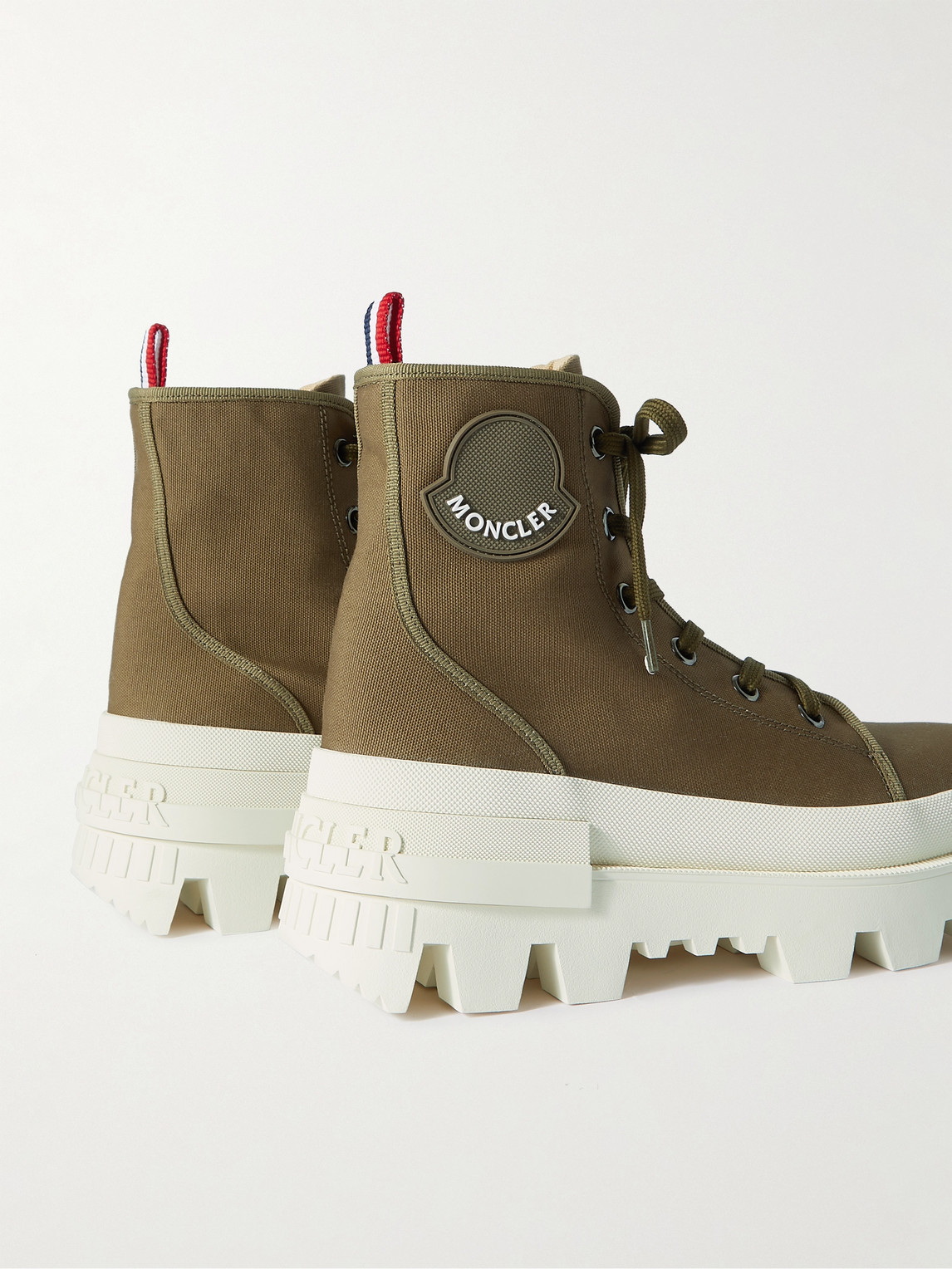 Shop Moncler Desertyx Rubber-trimmed Canvas Boots In Green