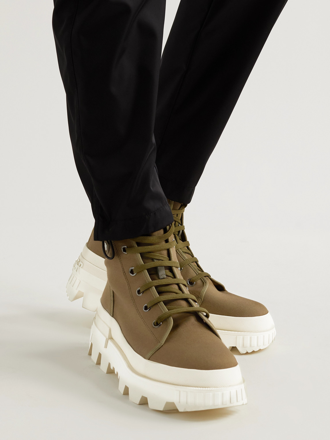 Moncler Men's Desertyx Water-repellent Canvas Lug Sole Ankle Boots In Green