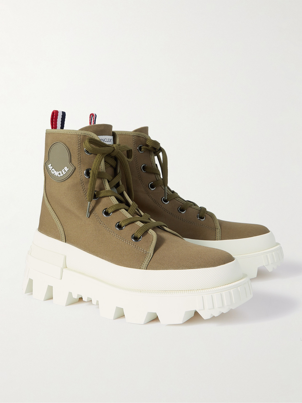 Shop Moncler Desertyx Rubber-trimmed Canvas Boots In Green