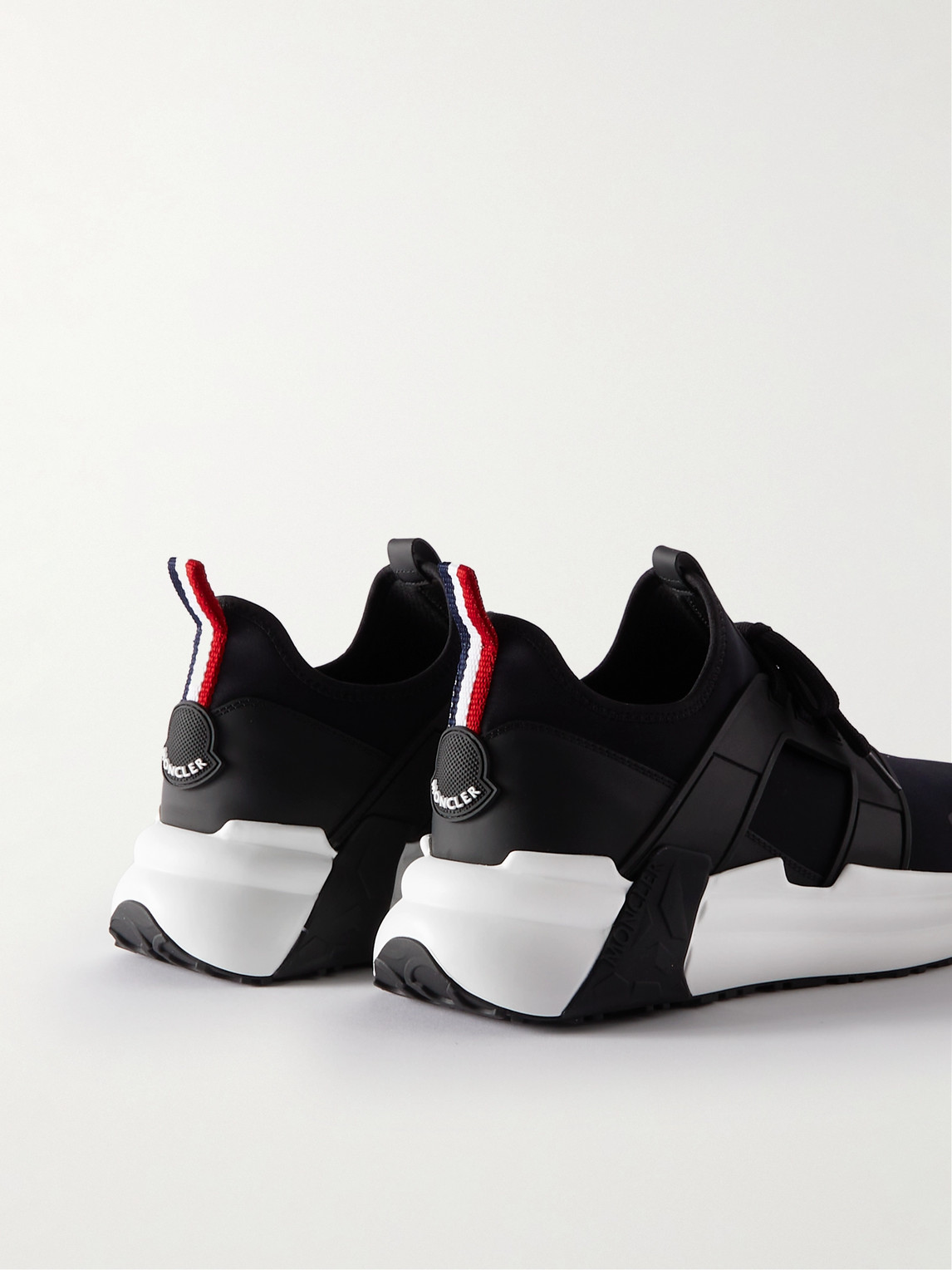 Shop Moncler Lunarove Rubber And Leather-trimmed Neoprene Sneakers In Black