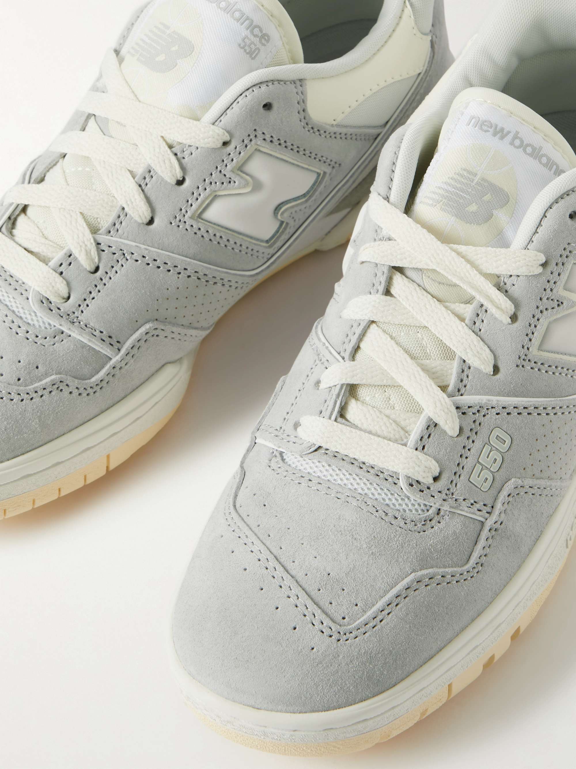 NEW BALANCE 550 Mesh and Leather-Trimmed Suede Sneakers