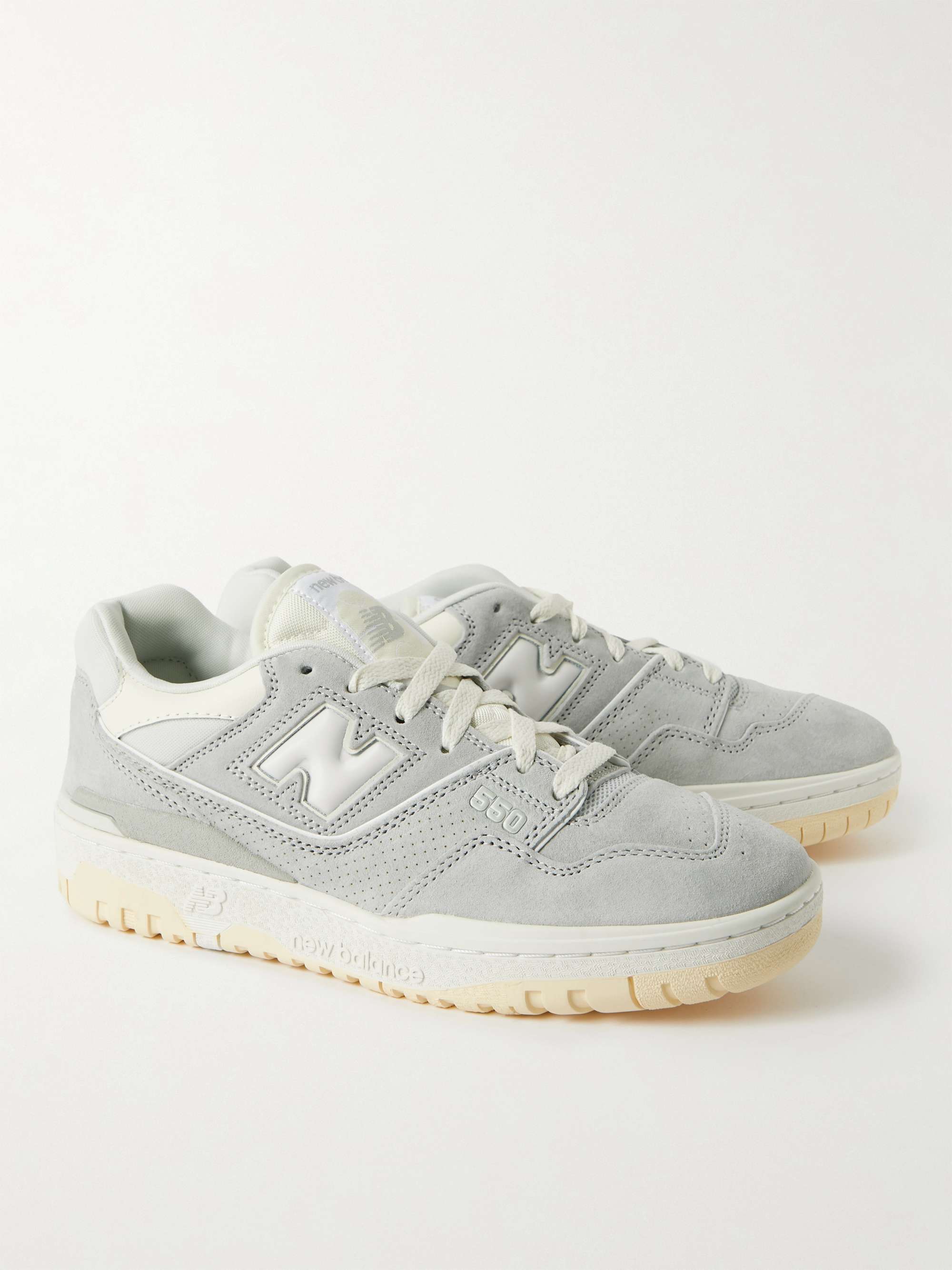NEW BALANCE 550 Mesh and Leather-Trimmed Suede Sneakers