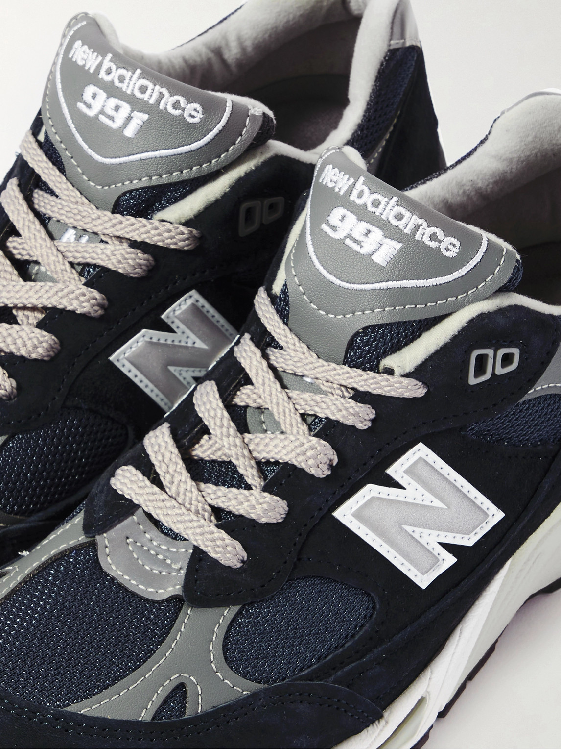 Shop New Balance 991 Suede, Mesh And Leather Sneakers In Blue