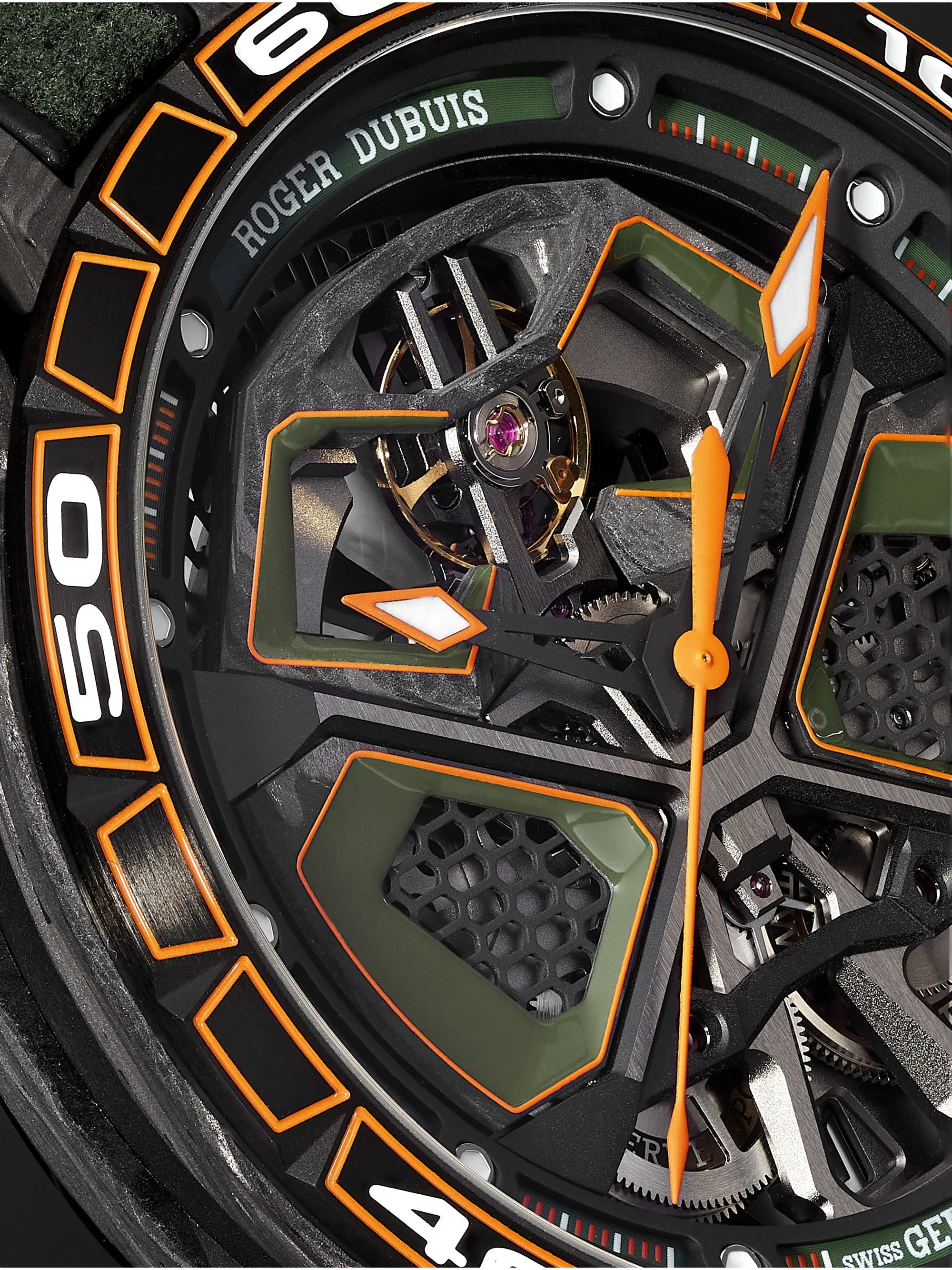 ROGER DUBUIS Excalibur Spider Huracán St Evo 2 Black Carbon SMC Automatic 45mm Titanium and Rubber Watch, Ref. No. EX0972