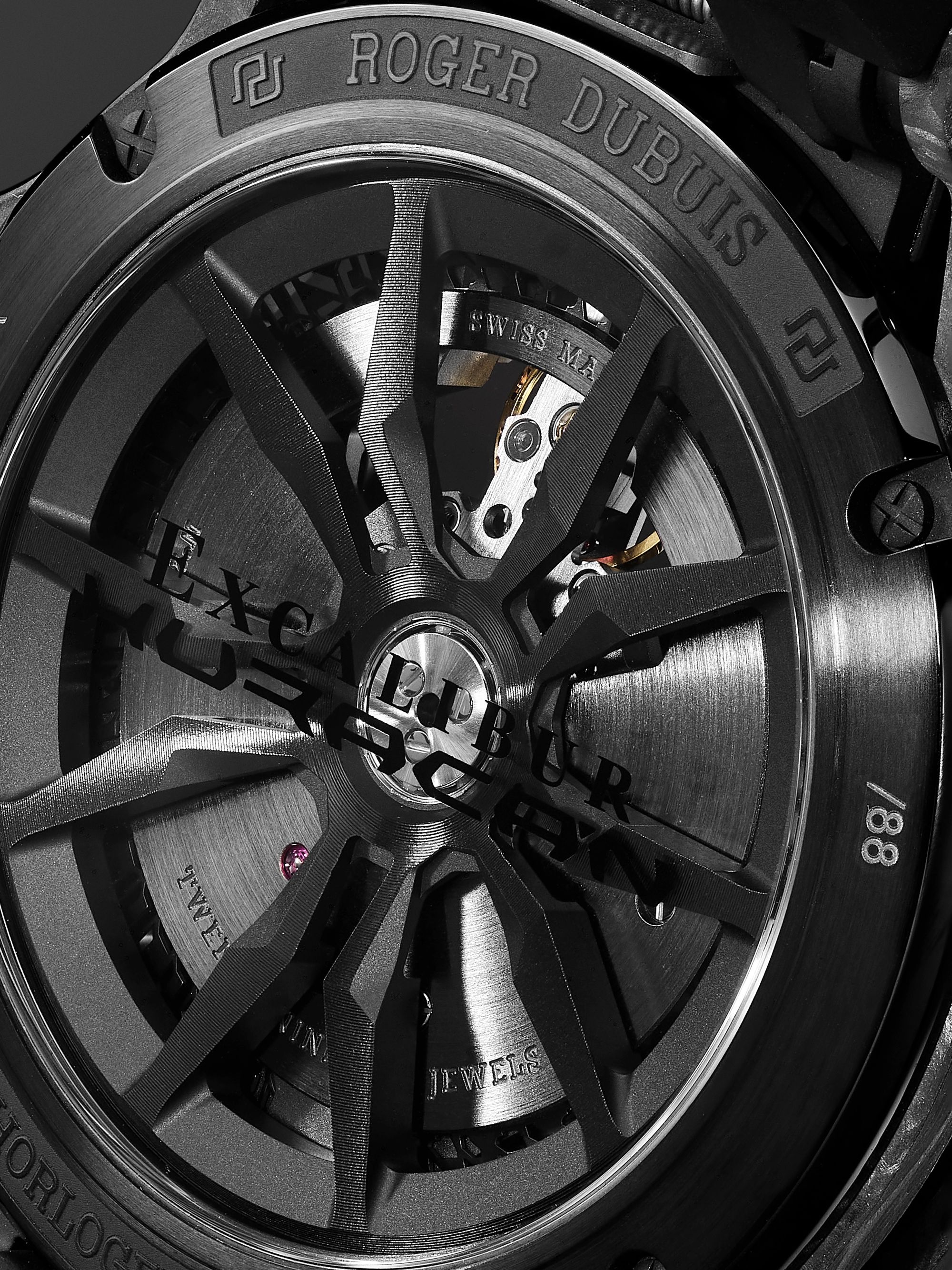 ROGER DUBUIS Excalibur Spider Huracán St Evo 2 Black Carbon SMC Automatic 45mm Titanium and Rubber Watch, Ref. No. EX0972