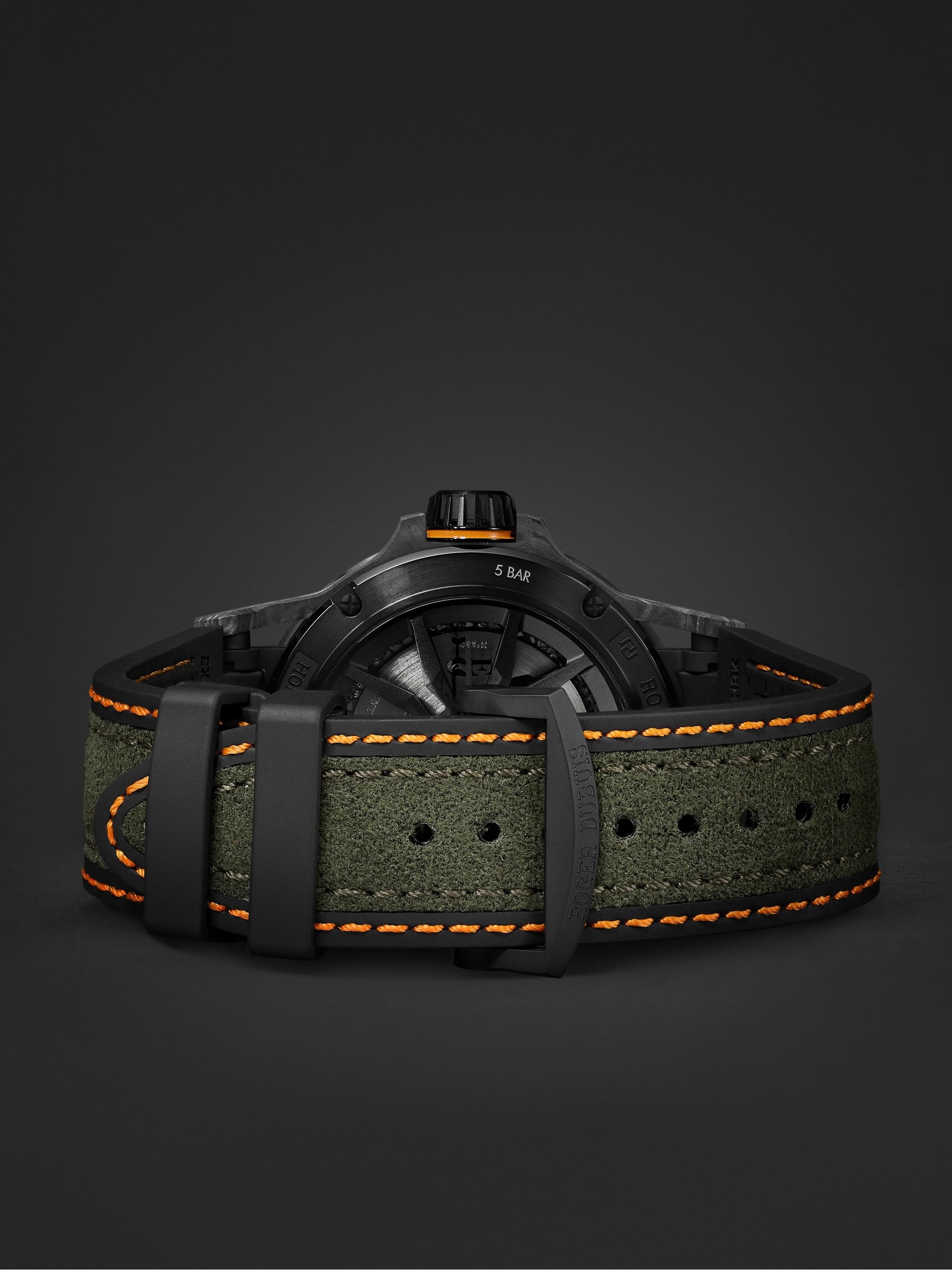 ROGER DUBUIS Excalibur Spider Huracán St Evo 2 Black Carbon SMC Automatic 45mm Titanium and Rubber Watch, Ref. No. EX0972