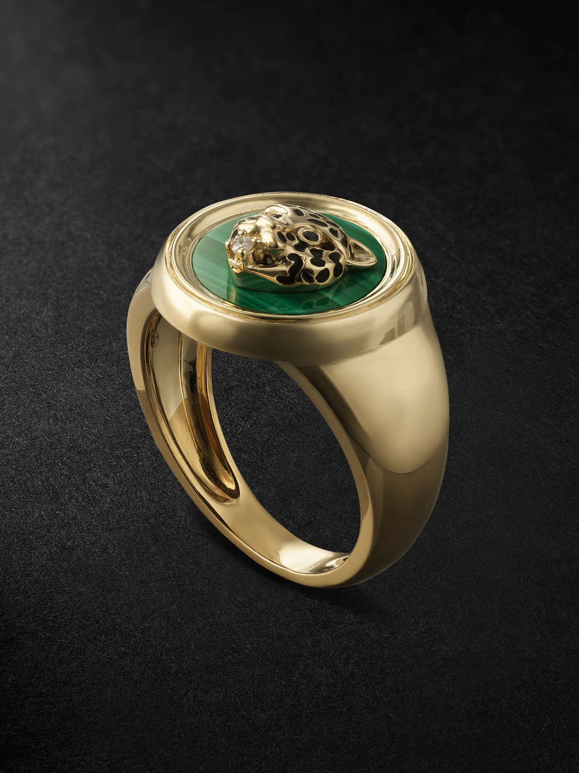 Yvonne Léon Chevaliere Leopard Gold, Enamel And Multi-stone Signet Ring