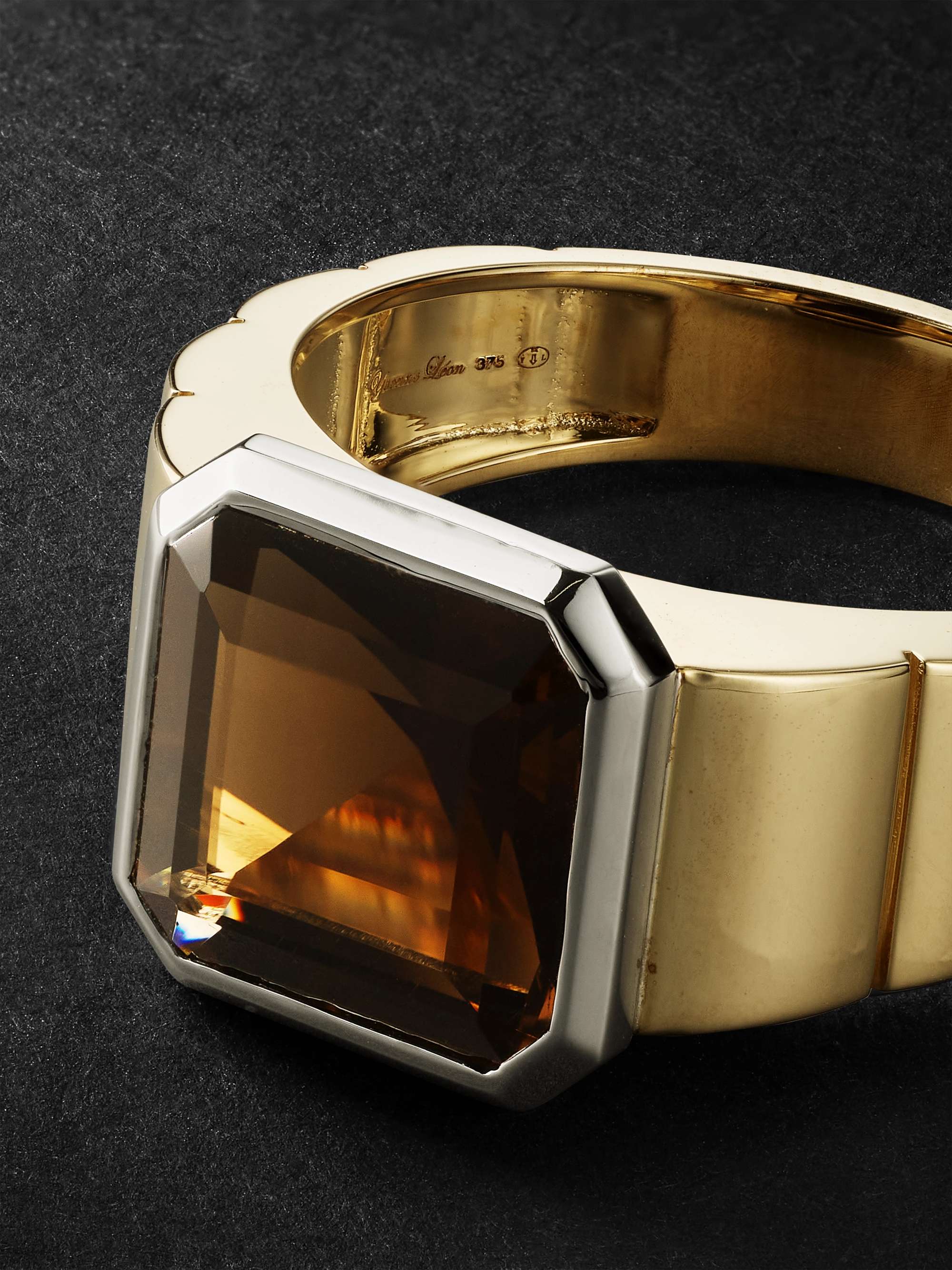 YVONNE LEON Chevaliere Prince Yellow and White Gold Smoky Quartz Signet Ring for Men MR PORTER