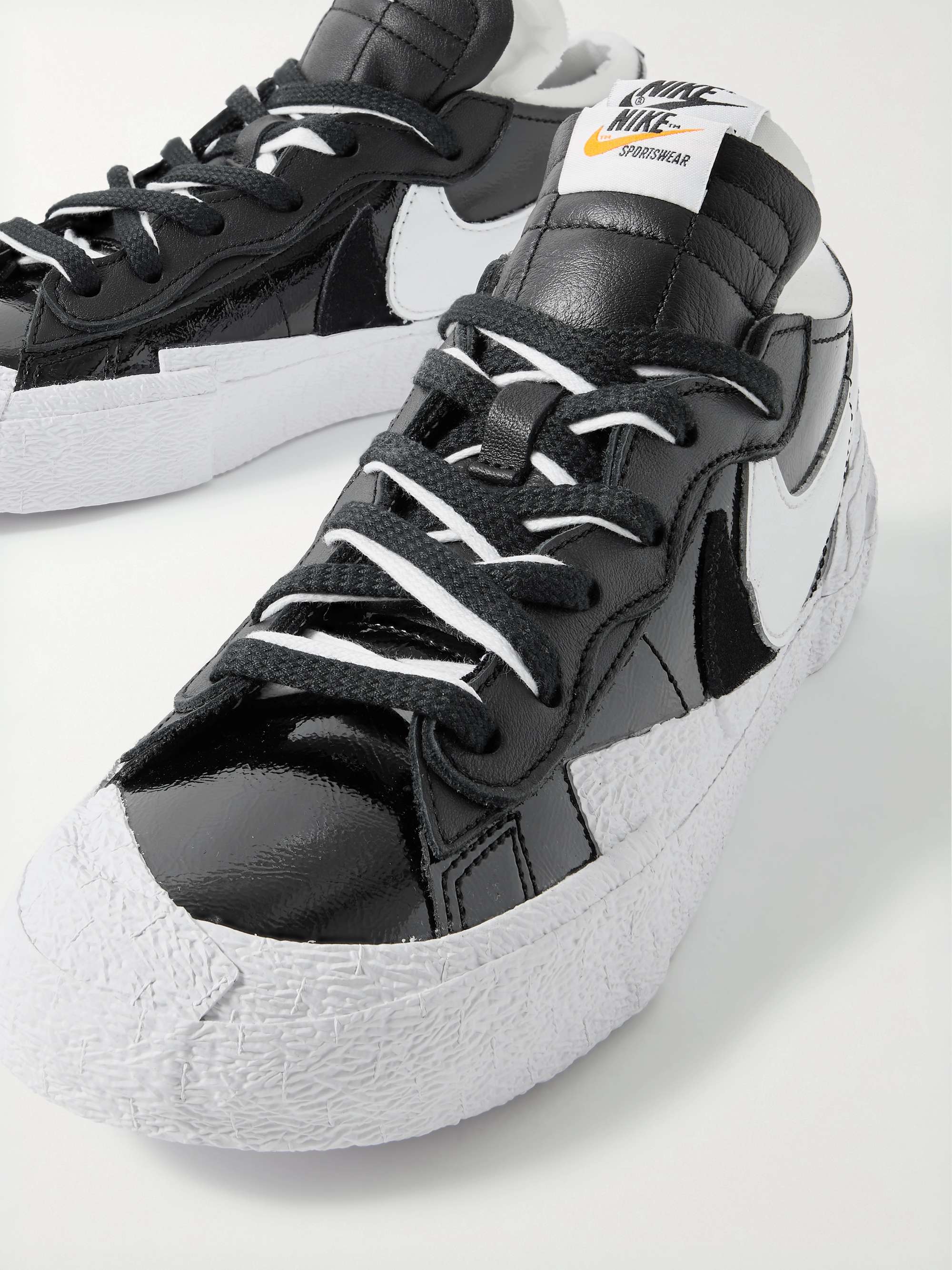 NIKE + Sacai Blazer Low Suede-Trimmed Leather Sneakers