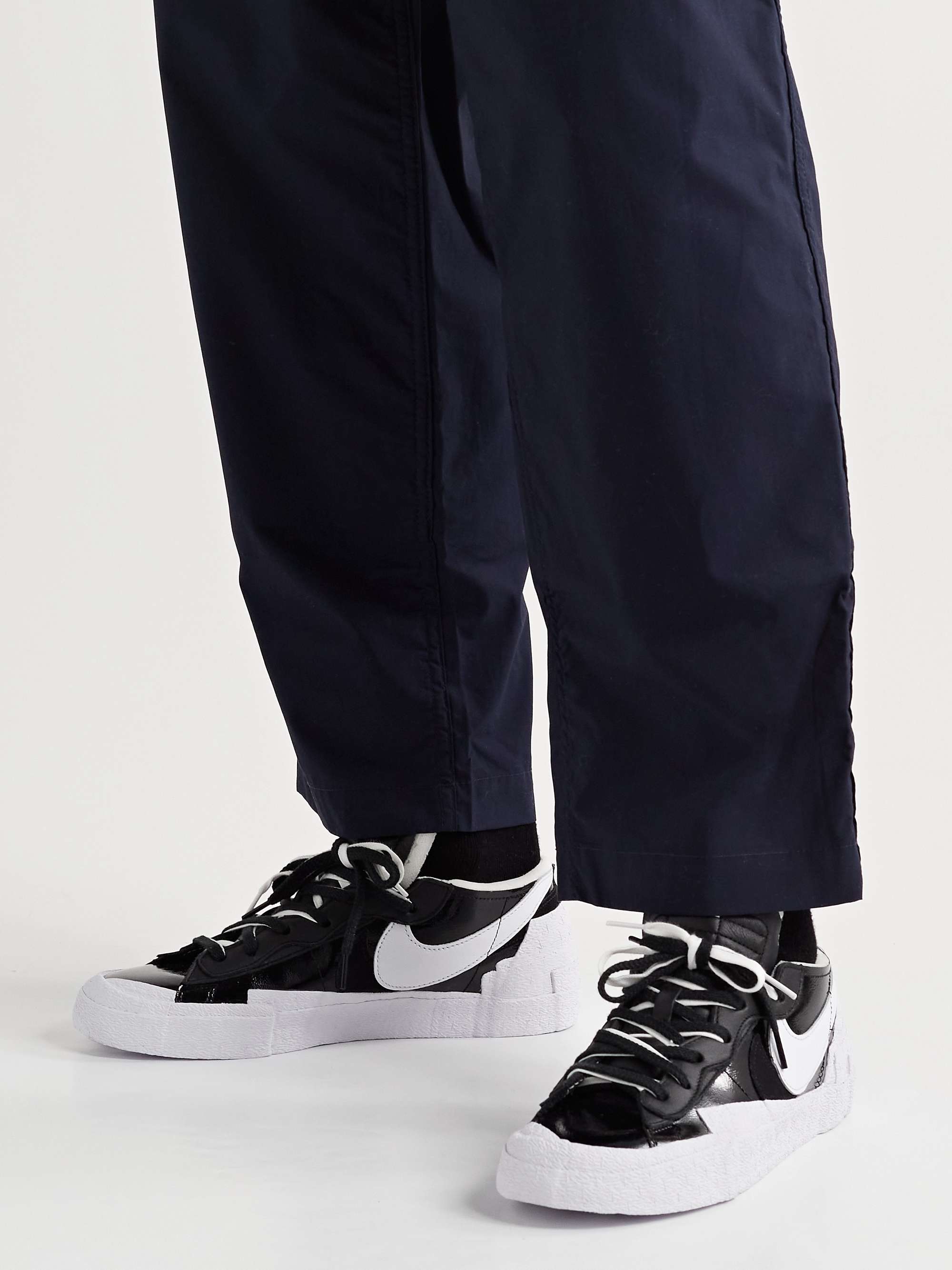 NIKE + Sacai Blazer Low Suede-Trimmed Leather Sneakers