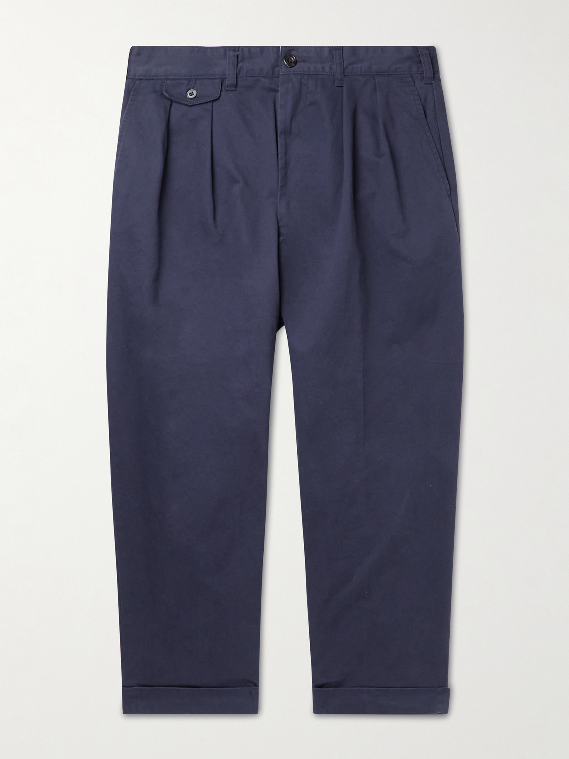 Beams Plus Tapered Cropped Pleated Cotton-Blend Twill Trousers - Men