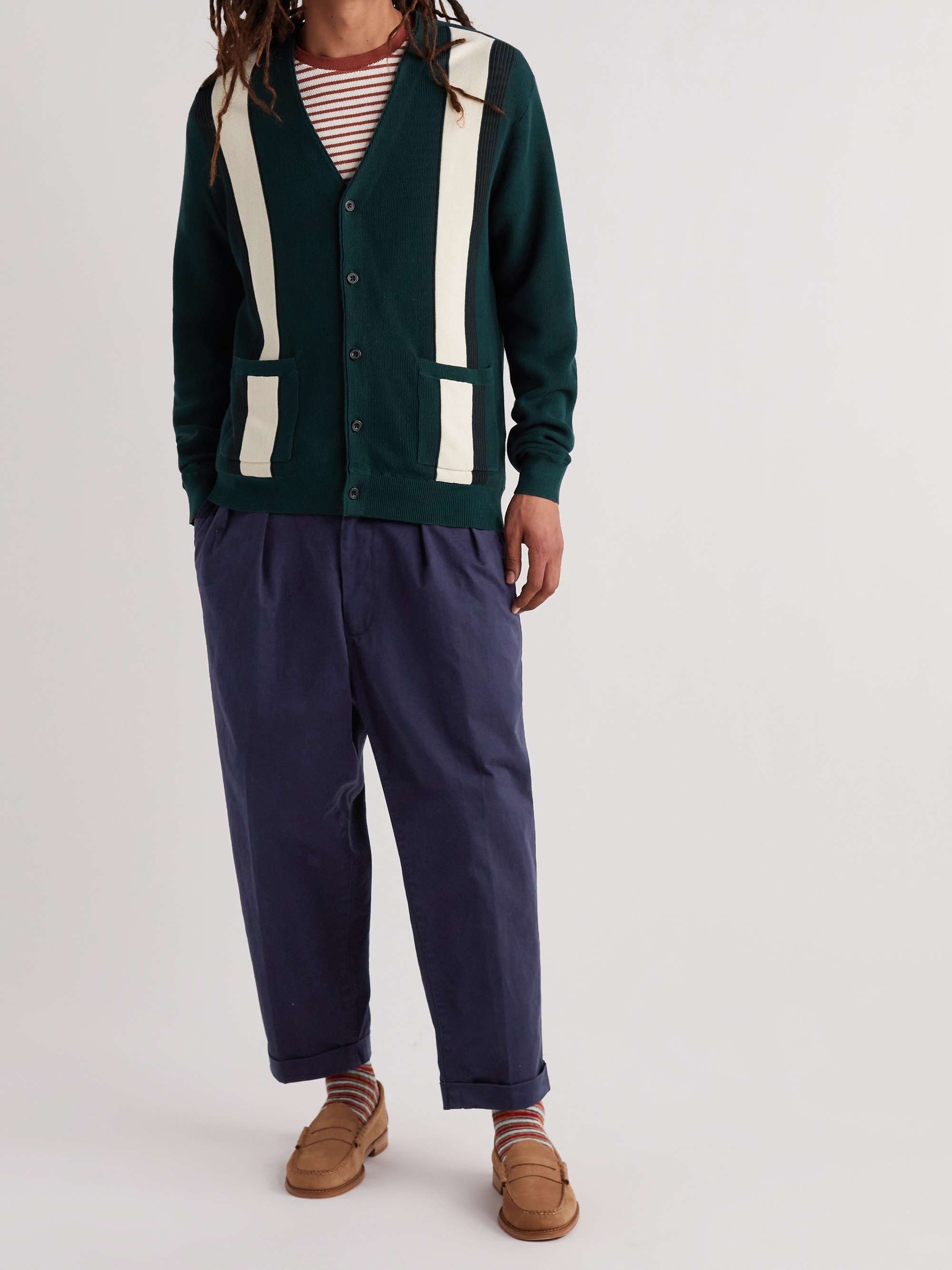 BEAMS PLUS Tapered Cropped Pleated Cotton-Blend Twill Trousers