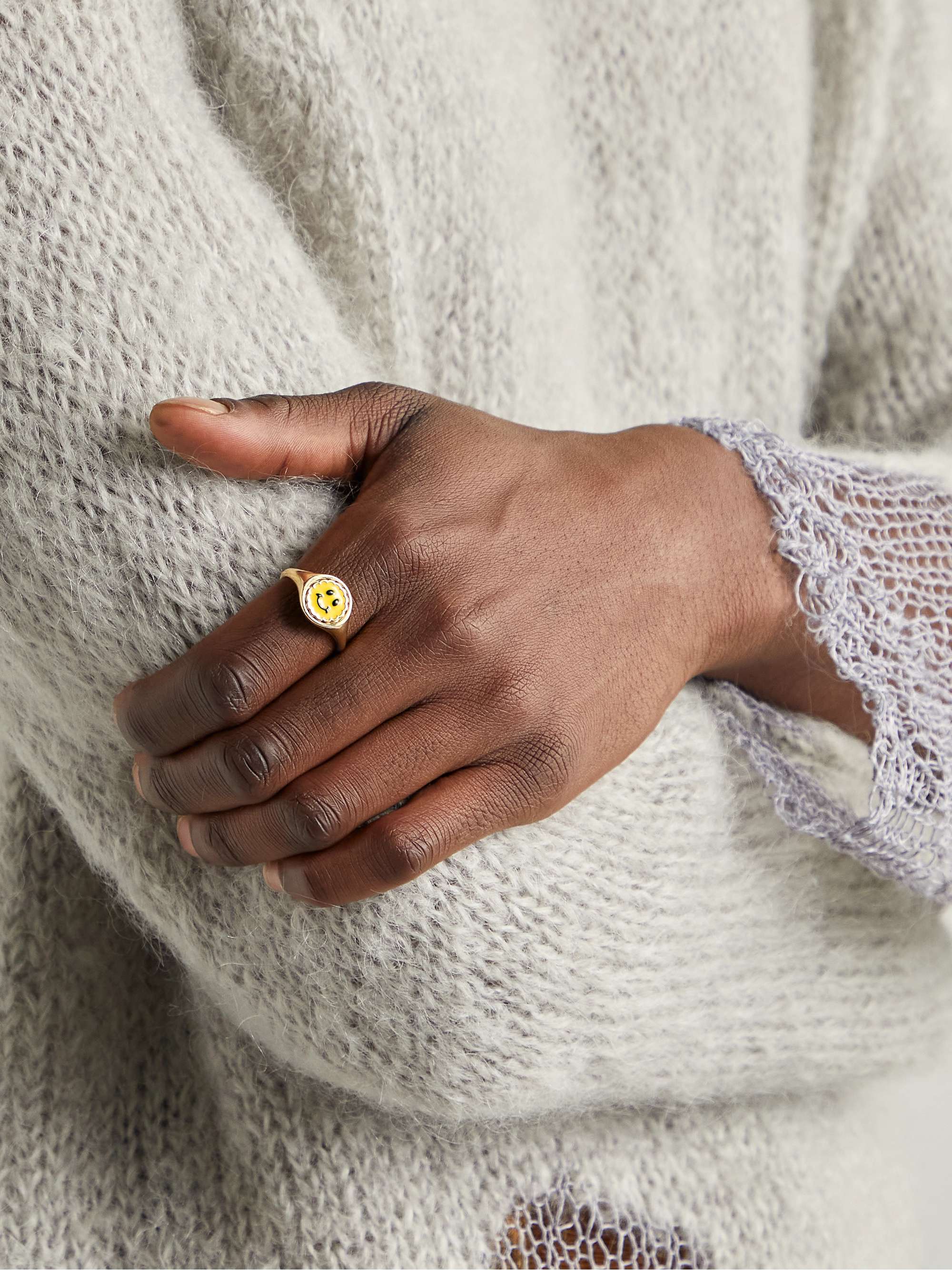 MARIA BLACK Karlie Happy Gold-Plated and Resin Signet Ring