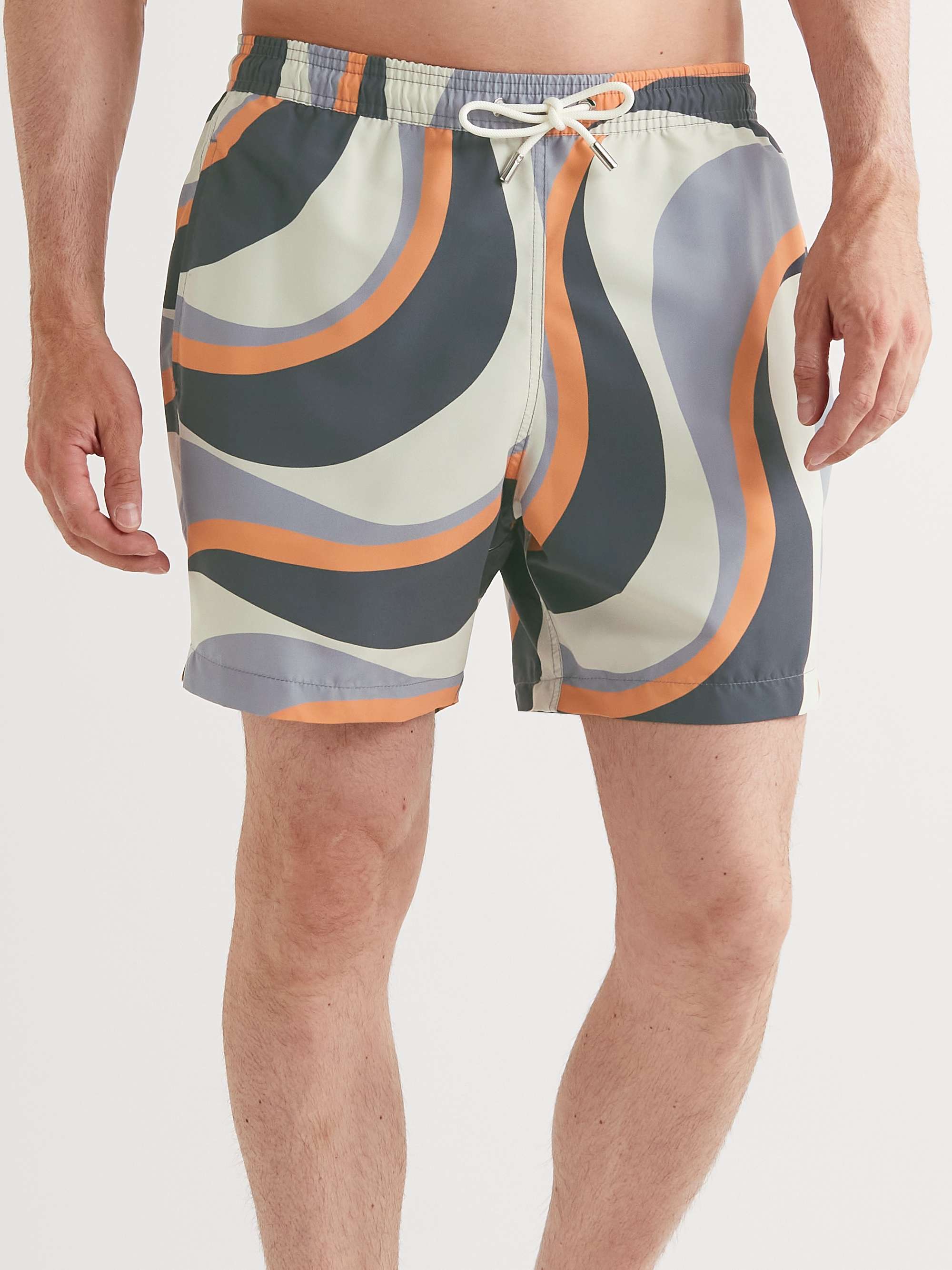 MR P. Straight-Leg Mid-Length Irregular Botanical Printed Recycled Swim Shorts