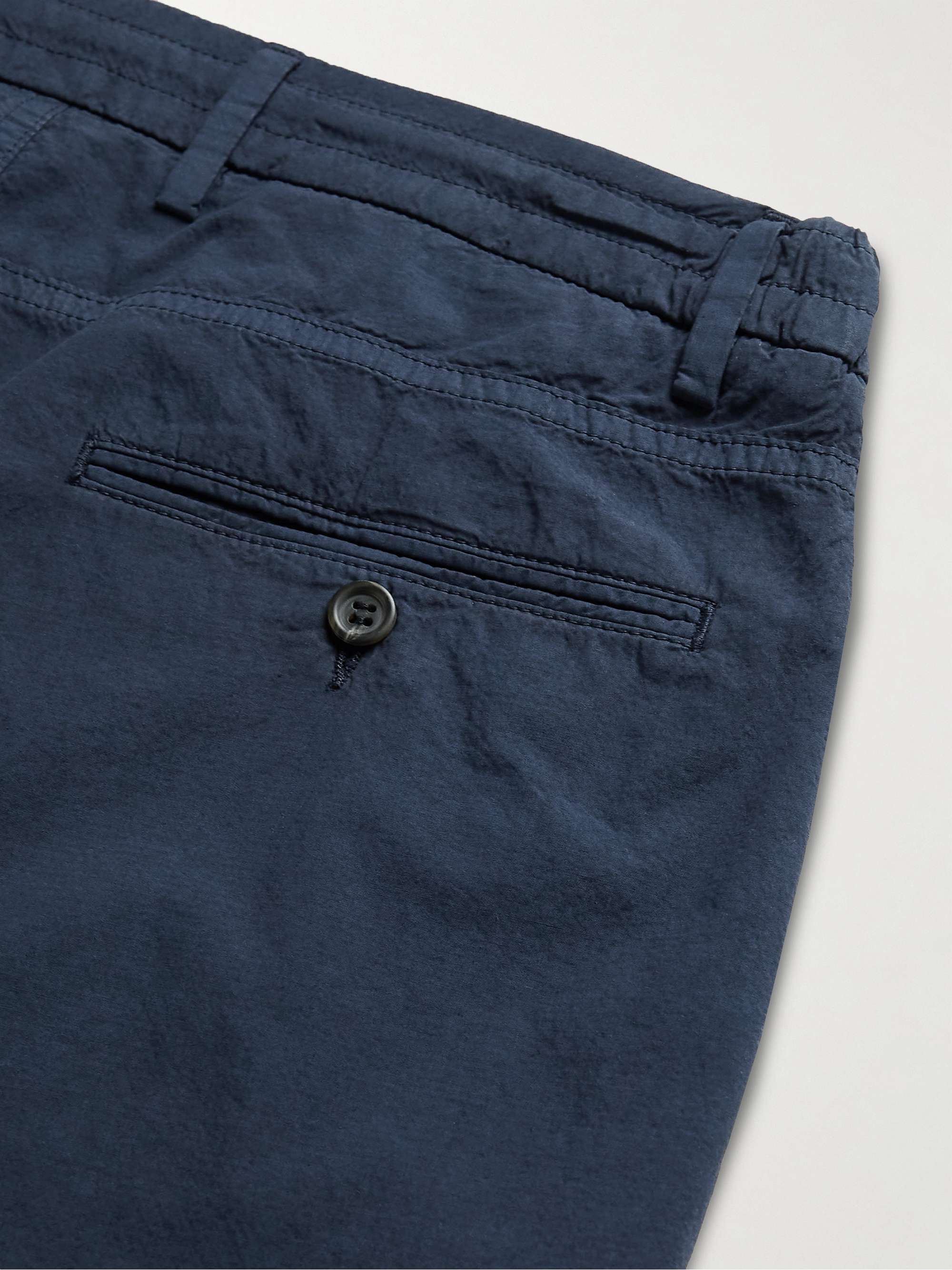 CANALI Straight-Leg Cotton-Seersucker Drawstring Shorts