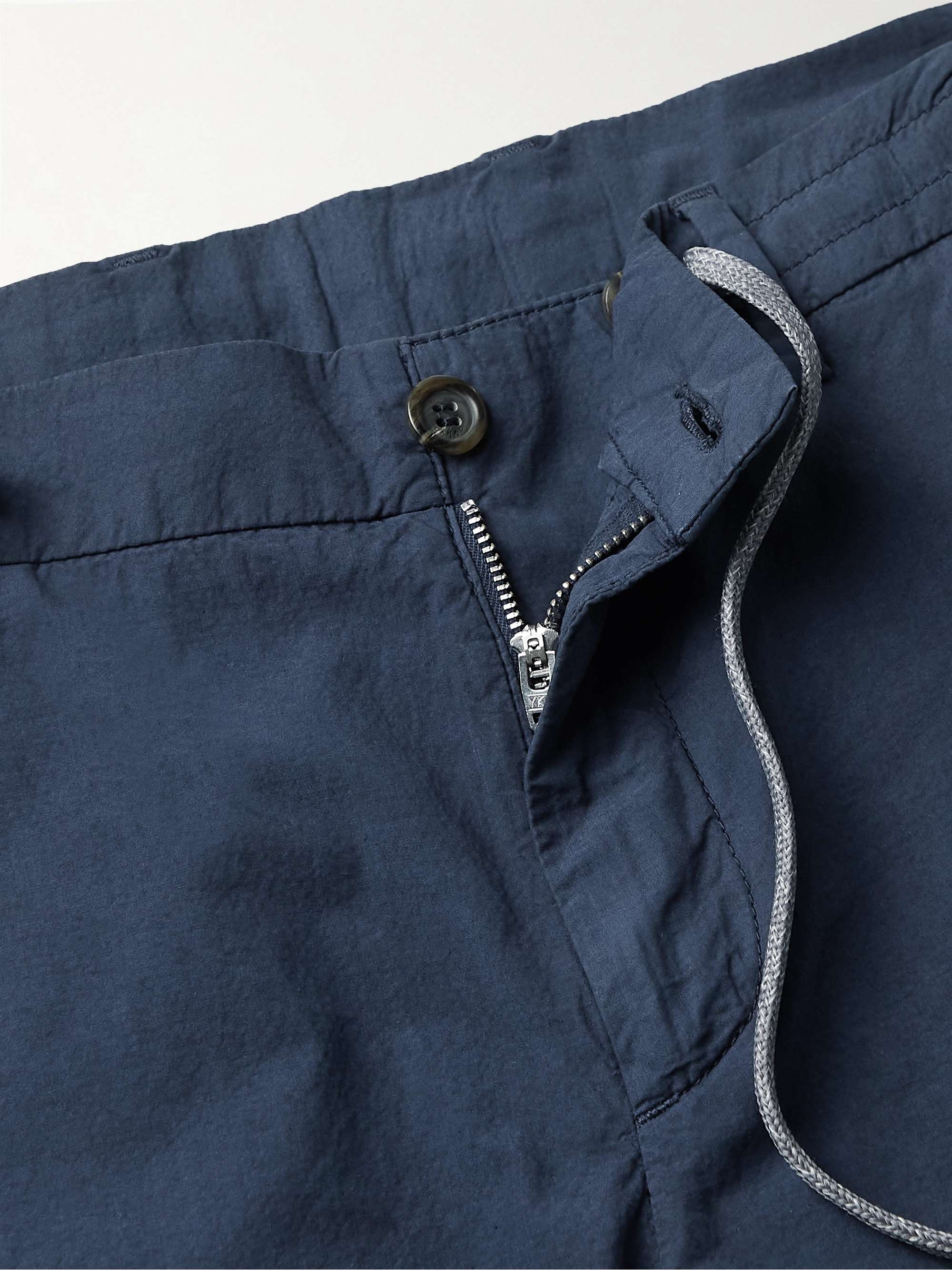 CANALI Straight-Leg Cotton-Seersucker Drawstring Shorts