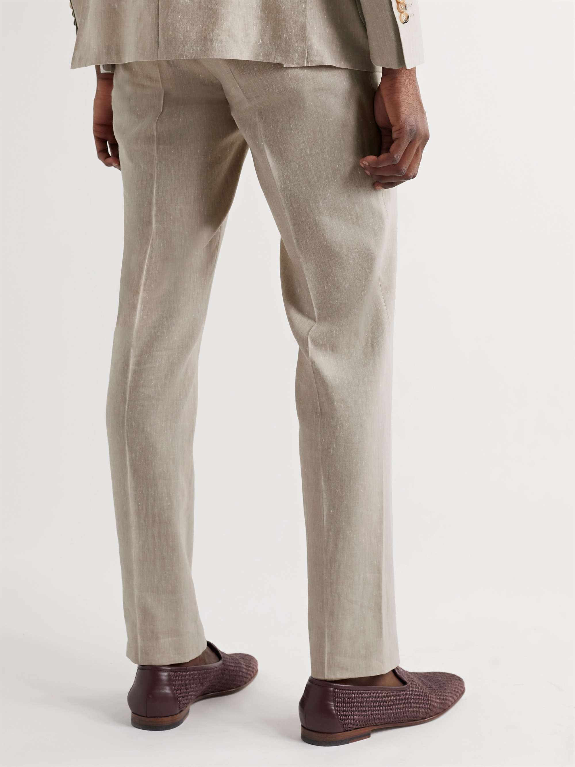CANALI Kei Slim-Fit Tapered Linen and Wool-Blend Suit Trousers