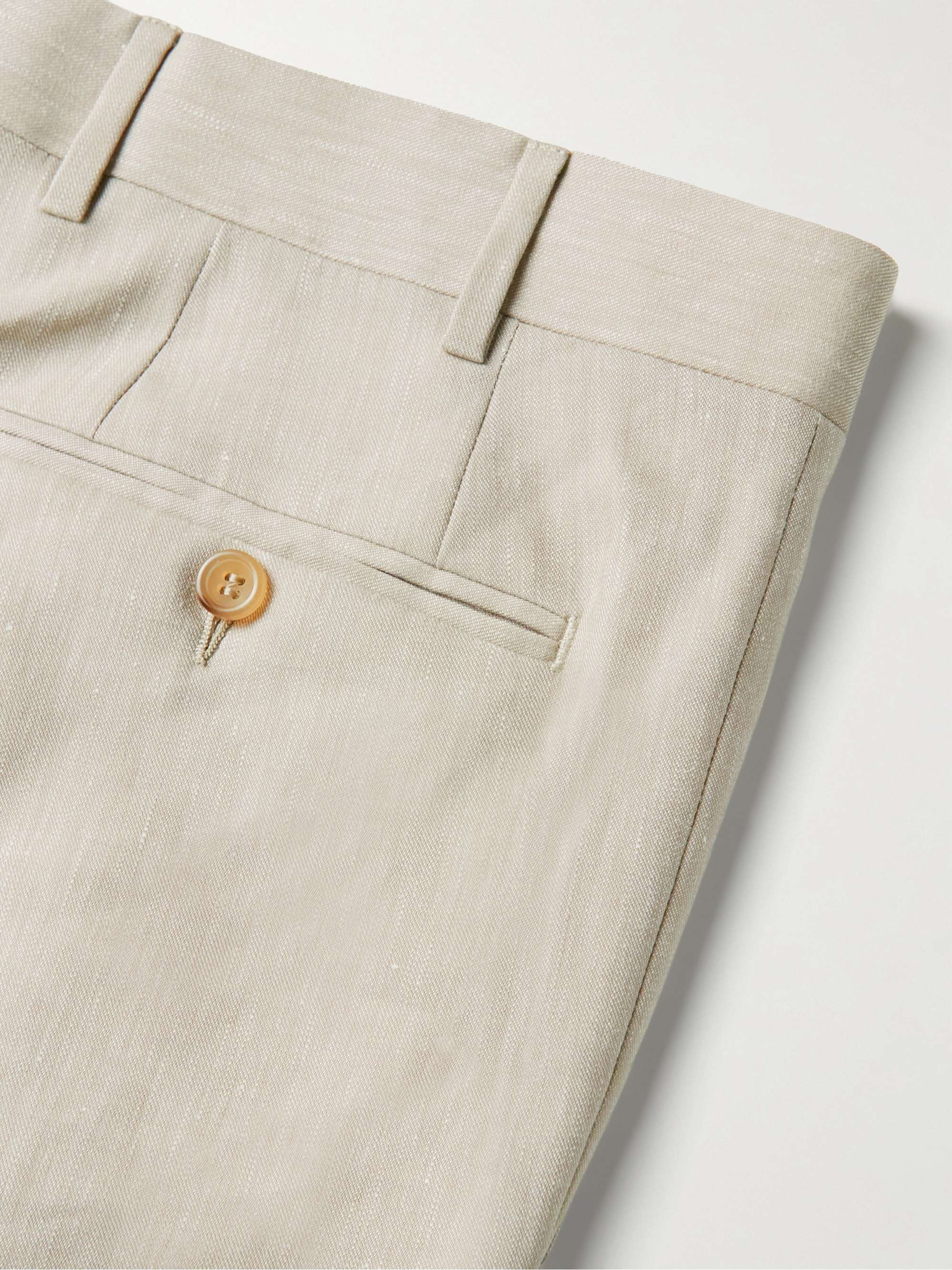 CANALI Kei Slim-Fit Tapered Linen and Wool-Blend Suit Trousers